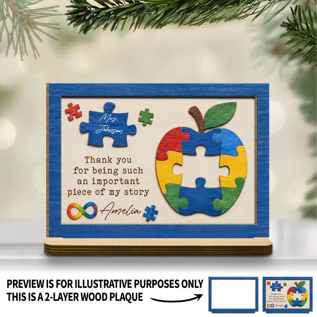 Personalized Apple Puzzle Wood Plaque Custom Name Gift for Teacher Wood Plaque GradoCreations
