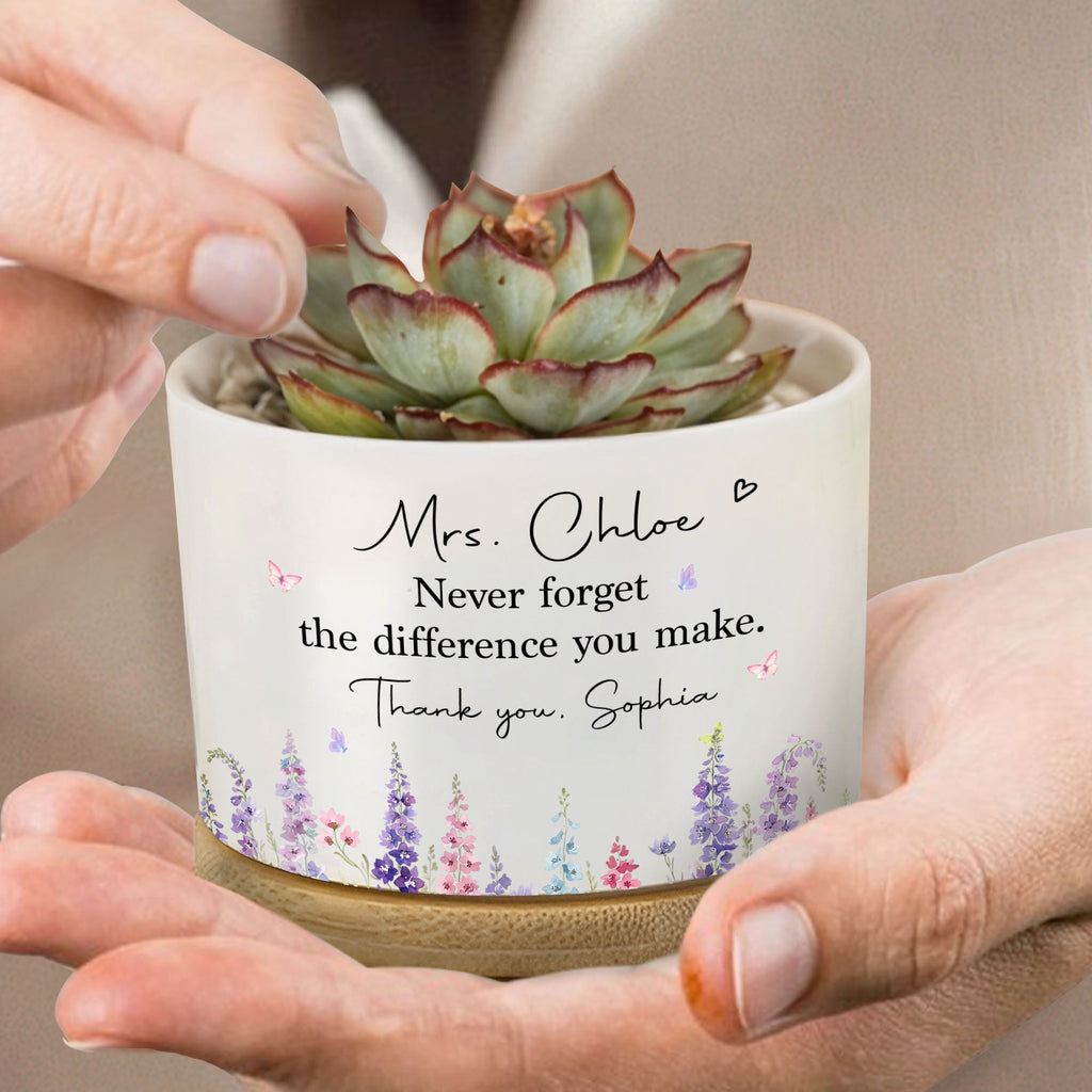 Personalized Ceramic Plant Pot Custom Two-Sided Gift for Teachers Ceramic Plant Pot GradoCreations