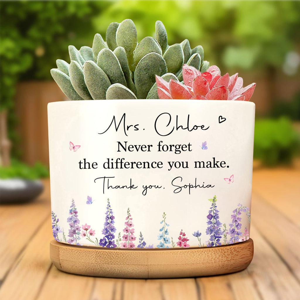Personalized Ceramic Plant Pot Custom Two-Sided Gift for Teachers Ceramic Plant Pot GradoCreations