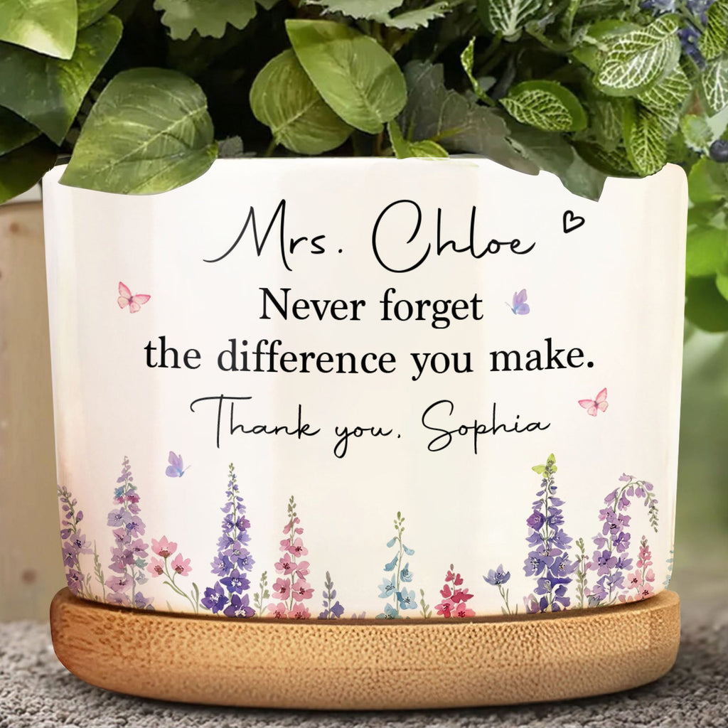 Personalized Ceramic Plant Pot Custom Two-Sided Gift for Teachers Ceramic Plant Pot GradoCreations