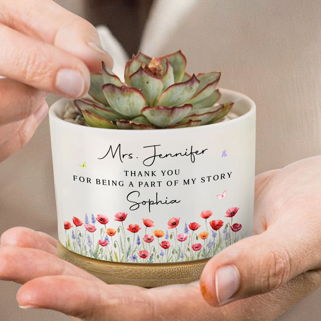 Personalized Ceramic Plant Pot Custom Birth Month Flowers Gift for Teachers Ceramic Plant Pot GradoCreations