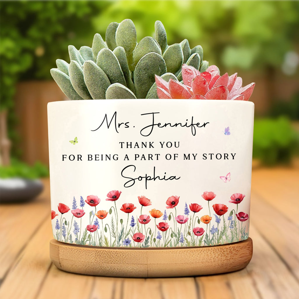 Personalized Ceramic Plant Pot Custom Birth Month Flowers Gift for Teachers Ceramic Plant Pot GradoCreations