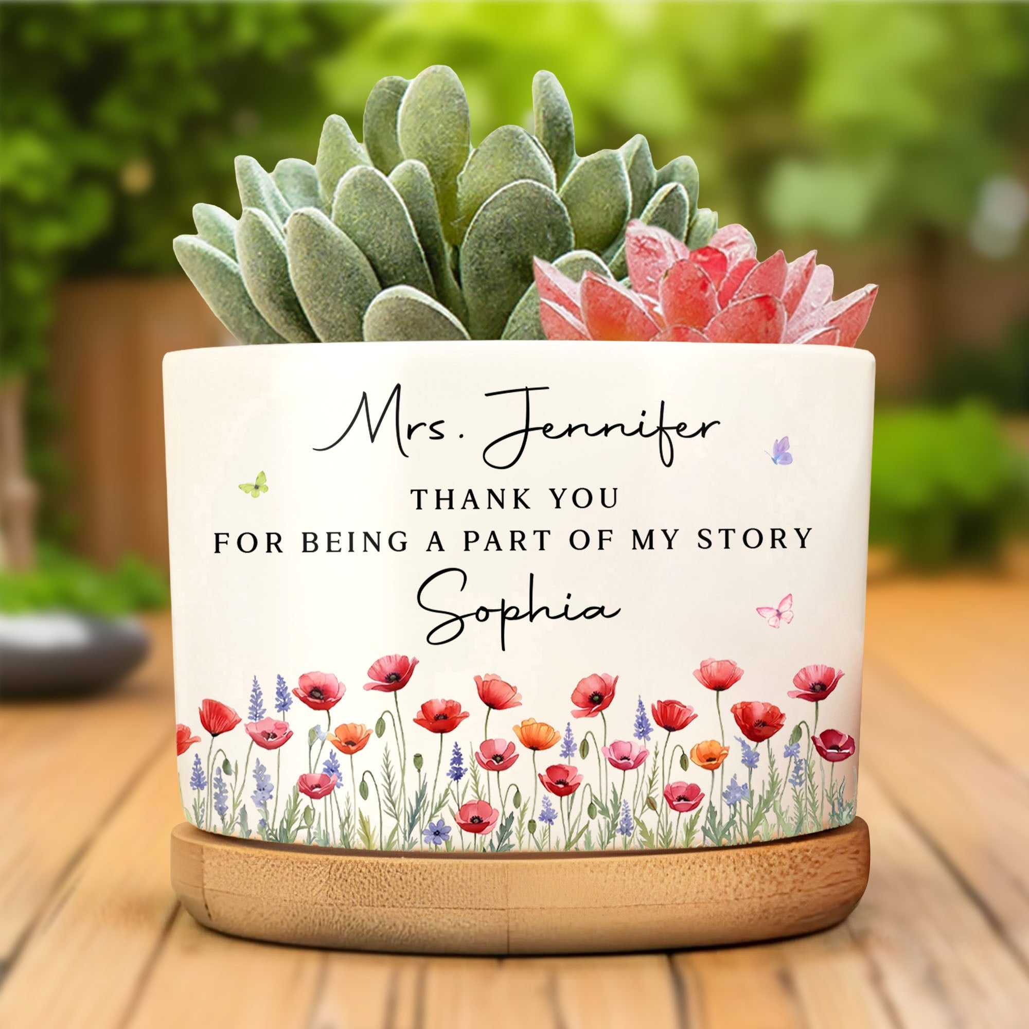 Personalized Ceramic Plant Pot Custom Birth Month Flowers Gift for Teachers Ceramic Plant Pot GradoCreations
