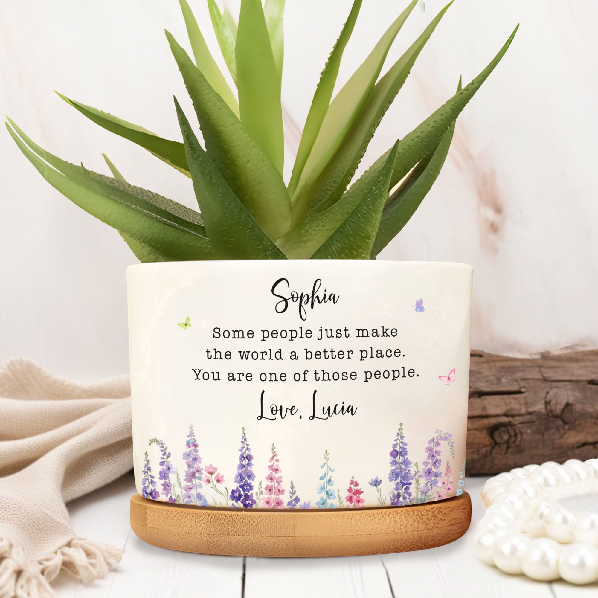 Personalized Ceramic Plant Pot Custom Name Gift for Mom Ceramic Plant Pot GradoCreations