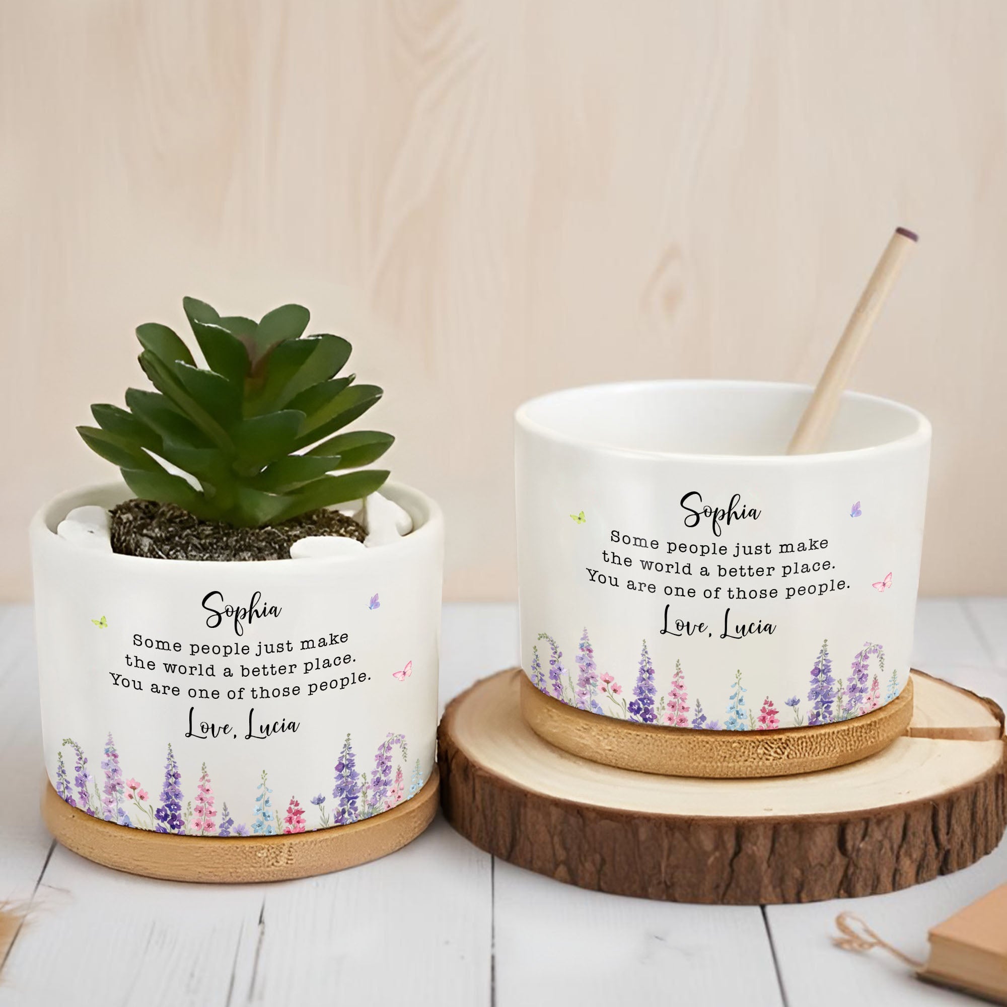 Personalized Ceramic Plant Pot Custom Name Gift for Mom Ceramic Plant Pot GradoCreations