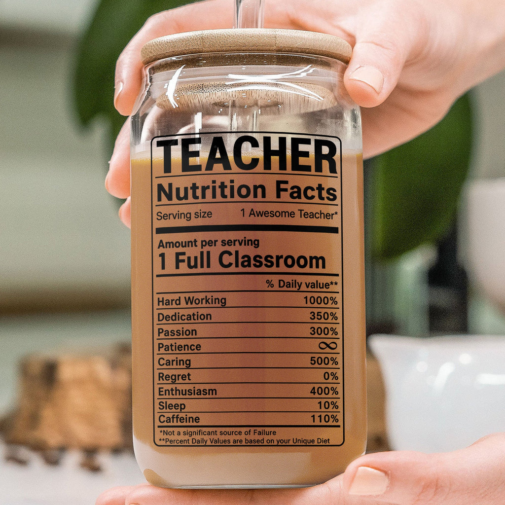 Personalized Clear Glass Can Custom Teacher Gift with Straws Clear Glass Can GradoCreations