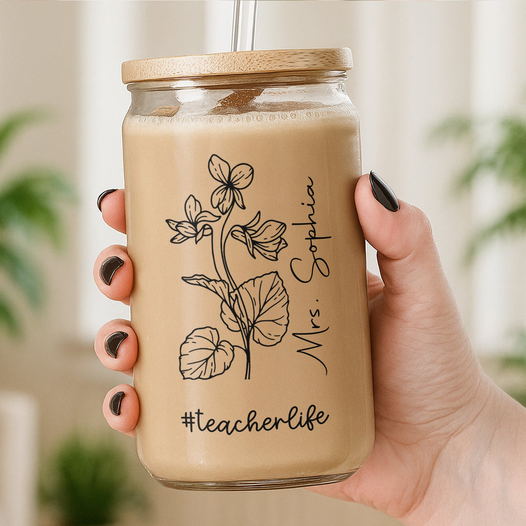 Personalized Clear Glass Can Custom Name Teacher Gift Idea Clear Glass Can GradoCreations