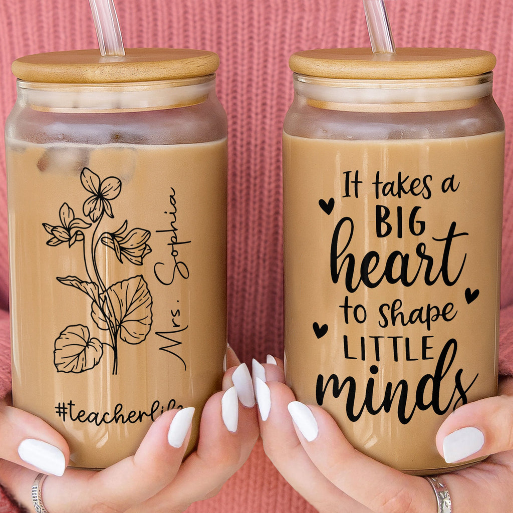 Personalized Clear Glass Can Custom Name Teacher Gift Idea Clear Glass Can GradoCreations