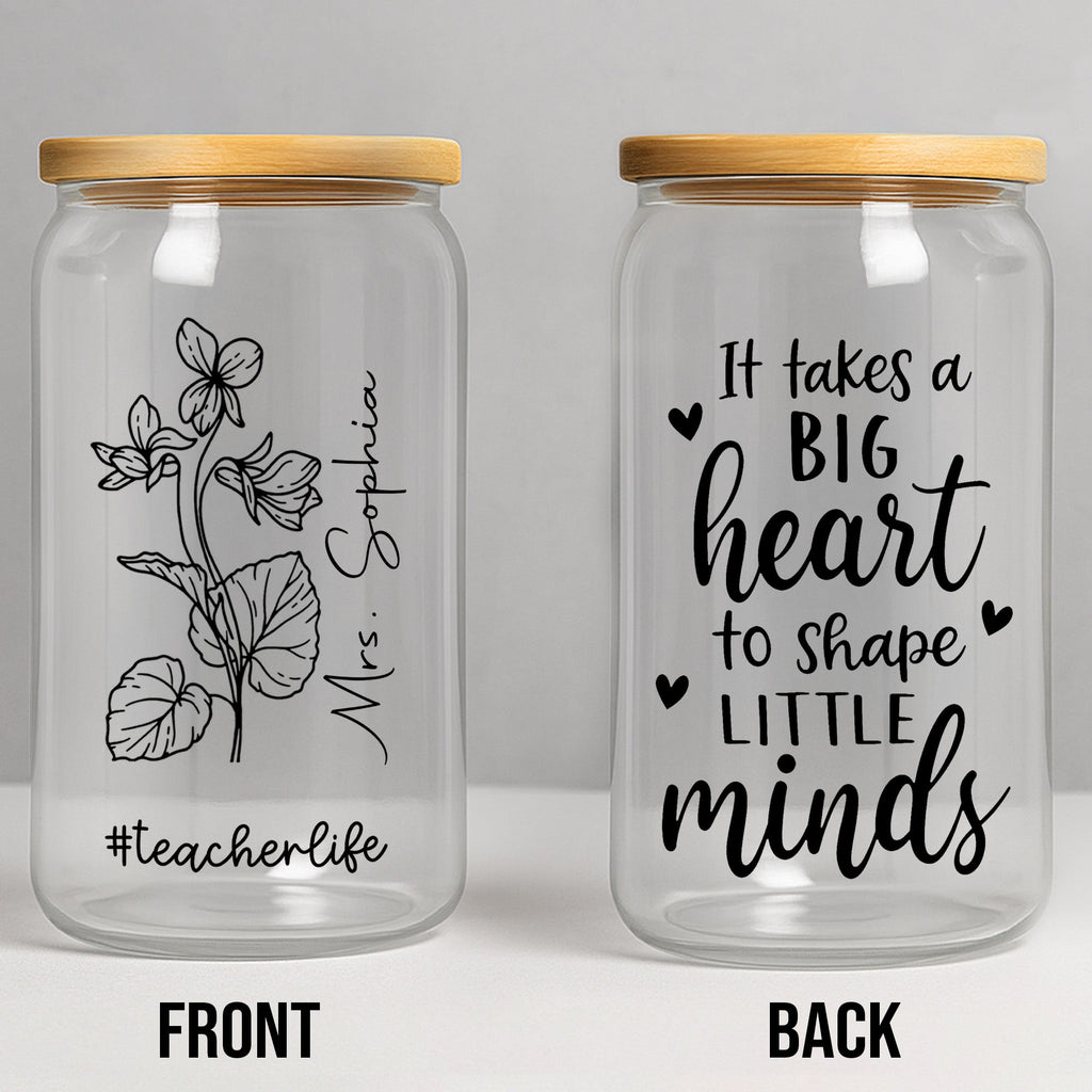 Personalized Clear Glass Can Custom Name Teacher Gift Idea Clear Glass Can GradoCreations