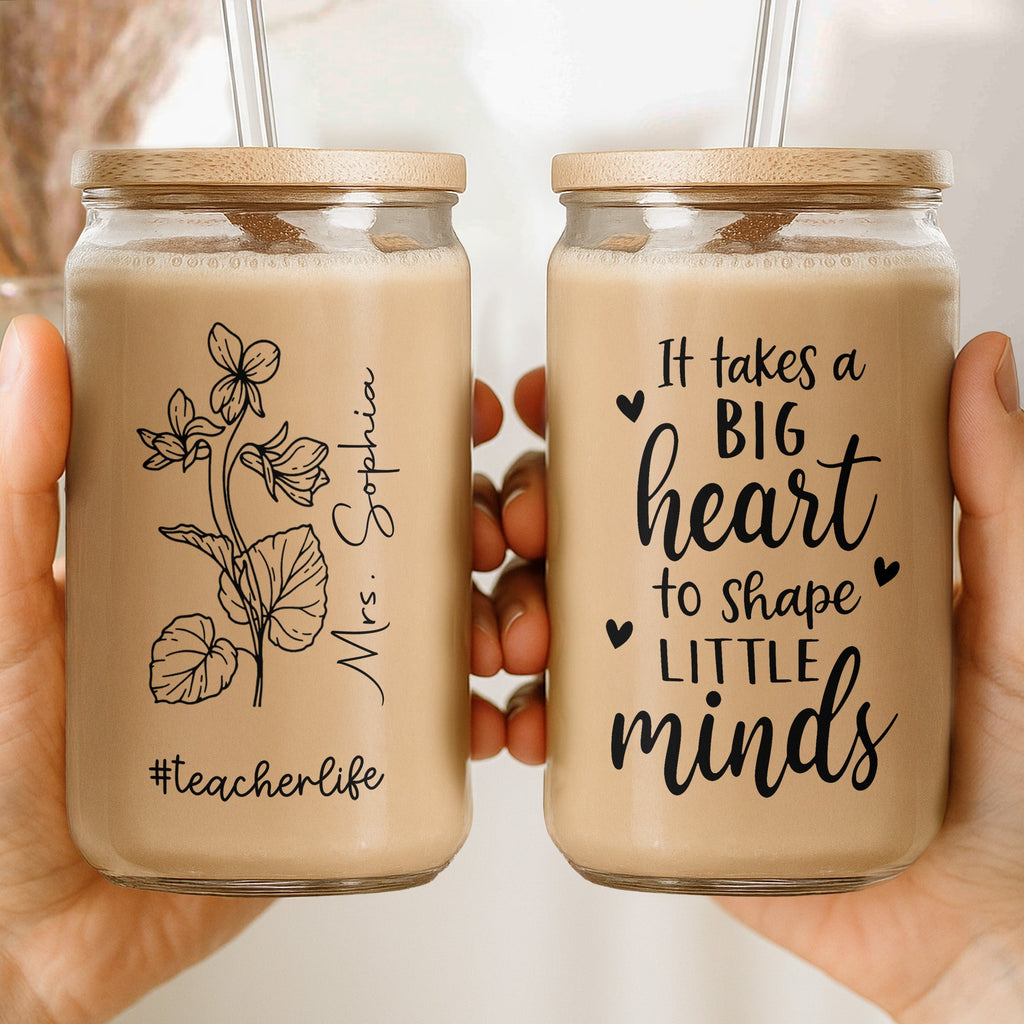 Personalized Clear Glass Can Custom Name Teacher Gift Idea Clear Glass Can GradoCreations