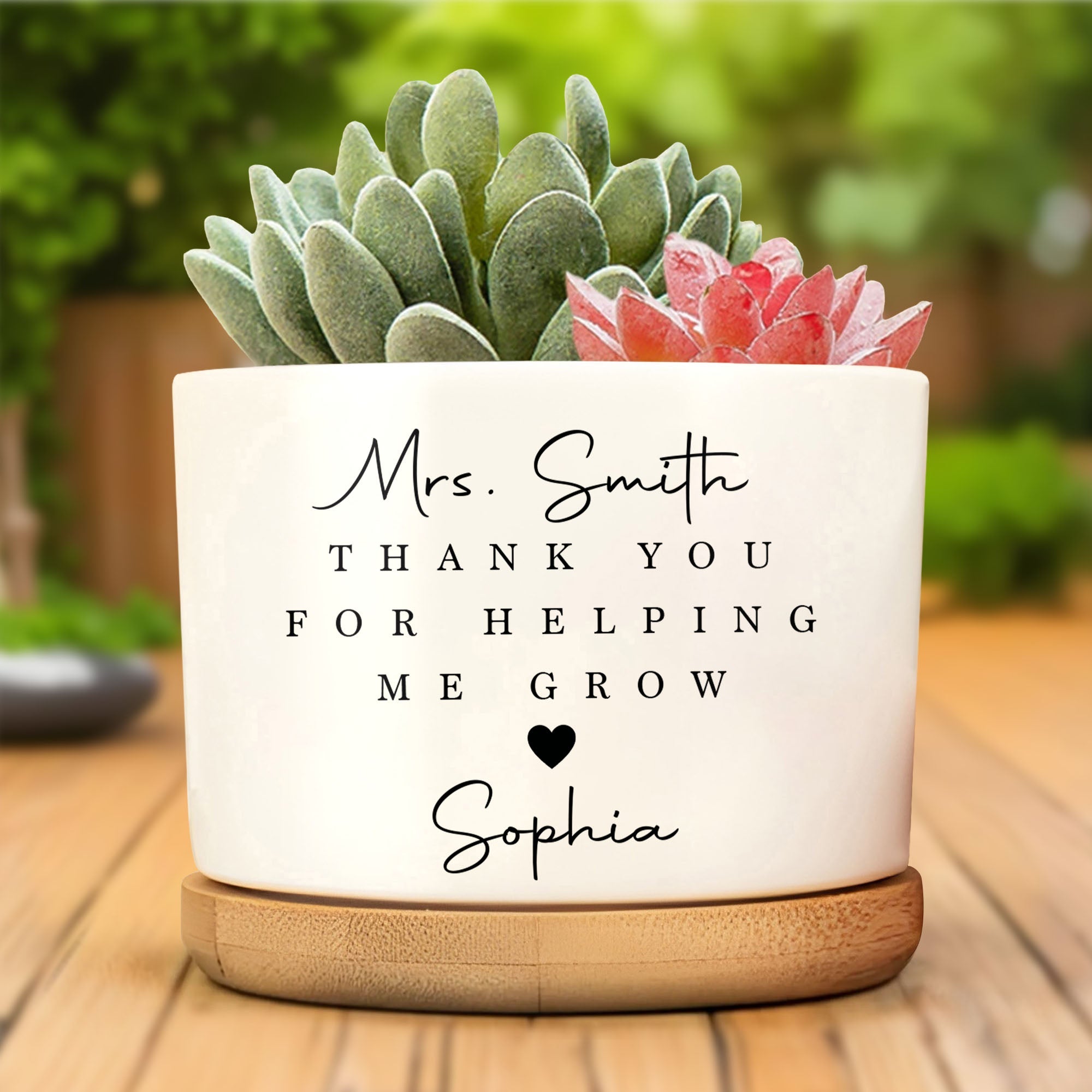 Personalized Ceramic Plant Pot Custom Name Gift for Teacher Ceramic Plant Pot GradoCreations