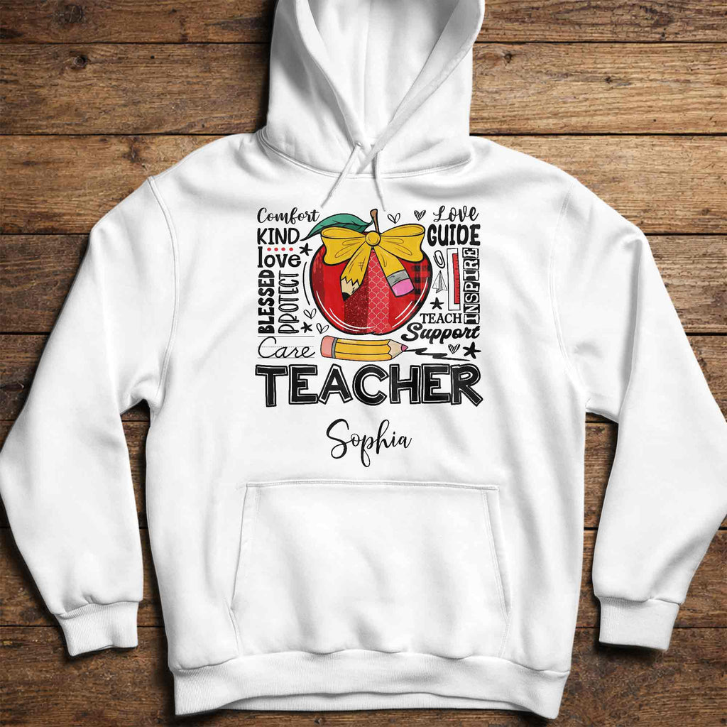 Personalized Teacher Gift Custom T-shirt Hoodie Red Apple Pencil Shirt GradoCreations