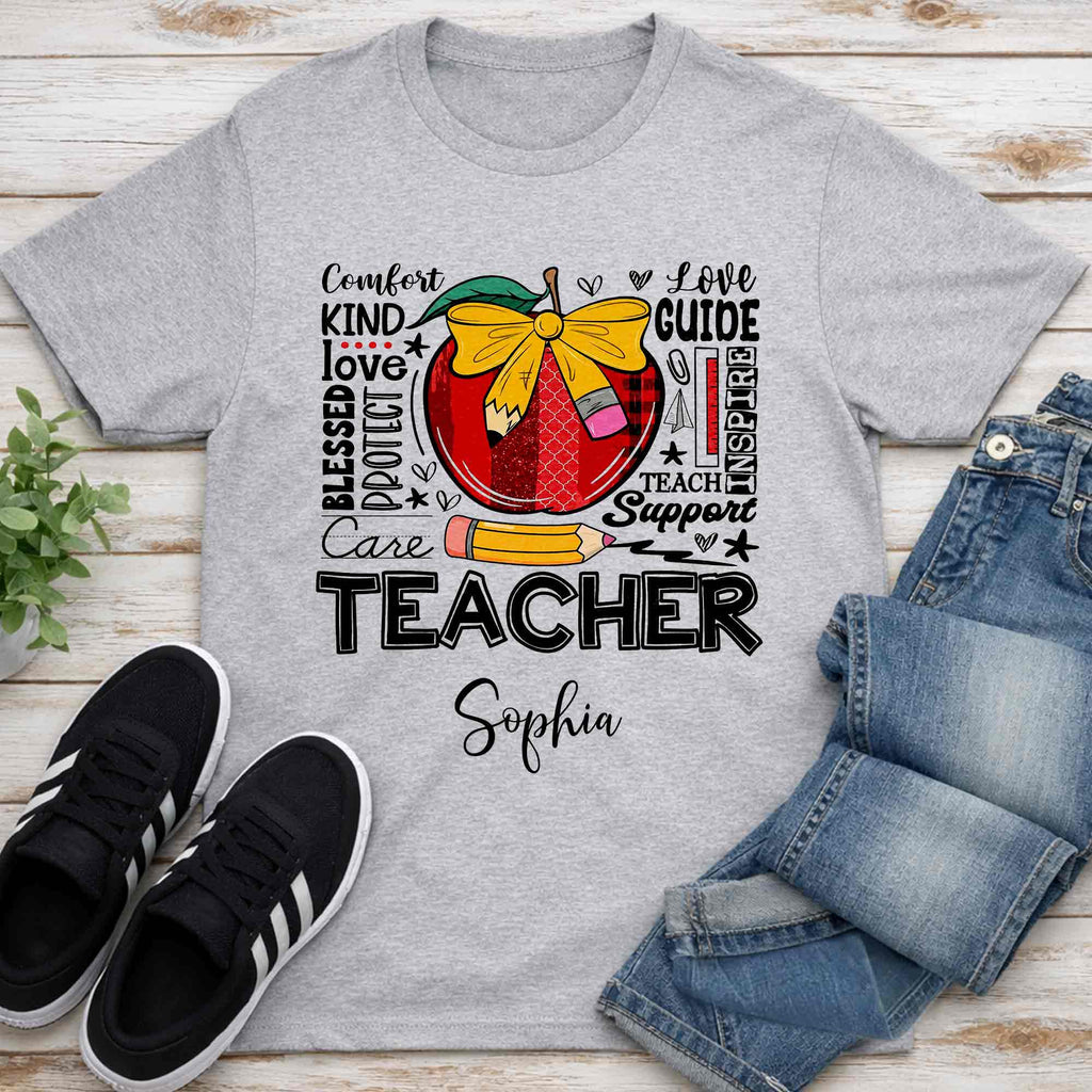 Personalized Teacher Gift Custom T-shirt Hoodie Red Apple Pencil Shirt GradoCreations