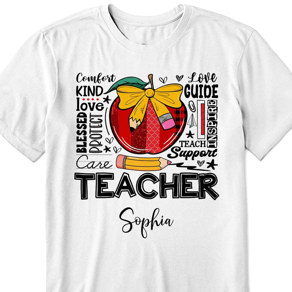 Personalized Teacher Gift Custom T-shirt Hoodie Red Apple Pencil Shirt GradoCreations