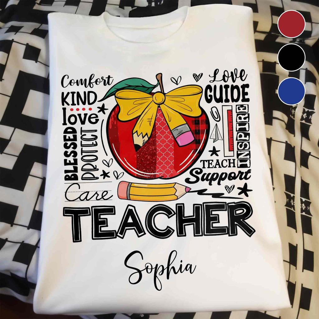 Personalized Teacher Gift Custom T-shirt Hoodie Red Apple Pencil Shirt GradoCreations