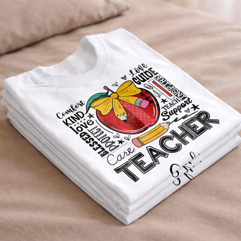 Personalized Teacher Gift Custom T-shirt Hoodie Red Apple Pencil Shirt GradoCreations