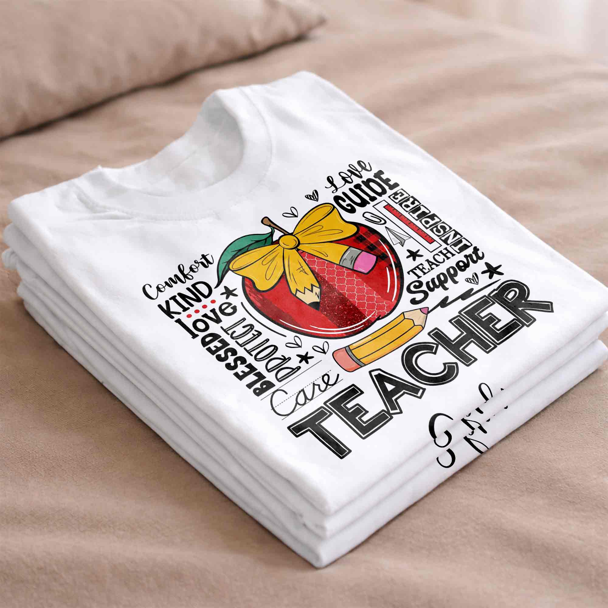 Personalized Teacher Gift Custom T-shirt Hoodie Red Apple Pencil Shirt GradoCreations