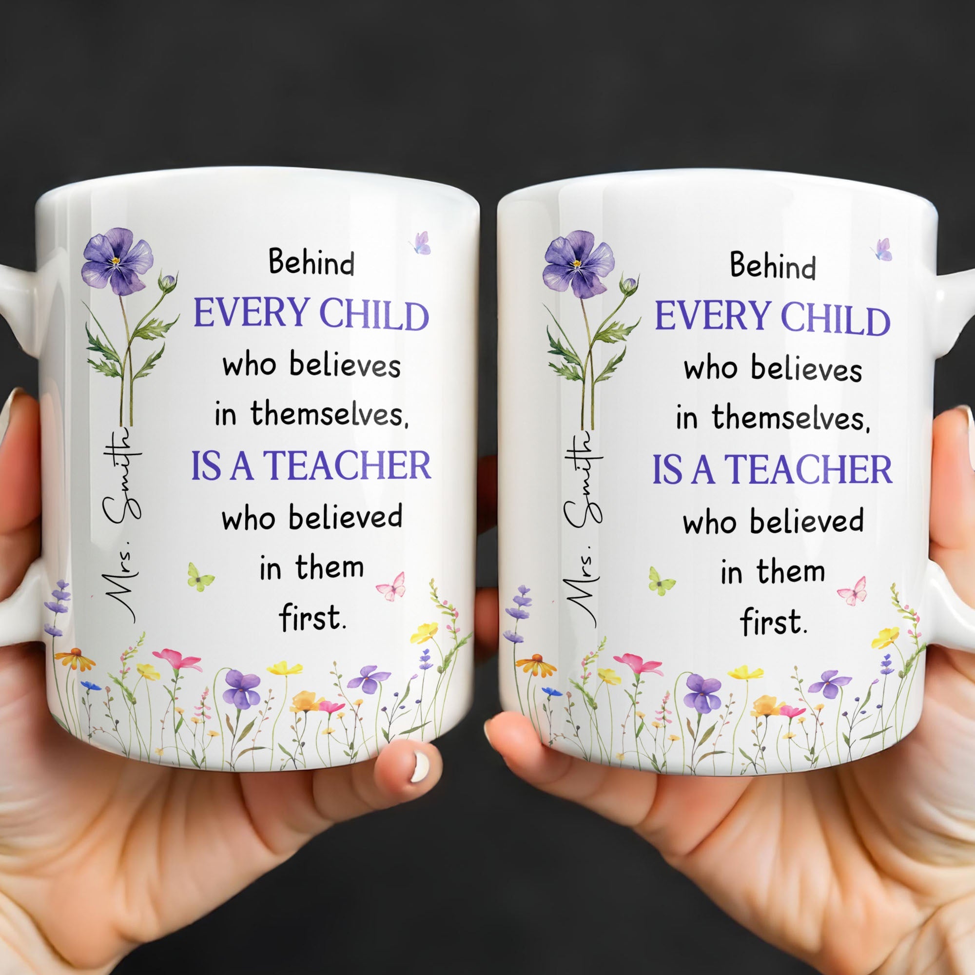 Personalized Teacher Coffee Mug Custom Name Gift for Educators Edge-to-edge Mug GradoCreations