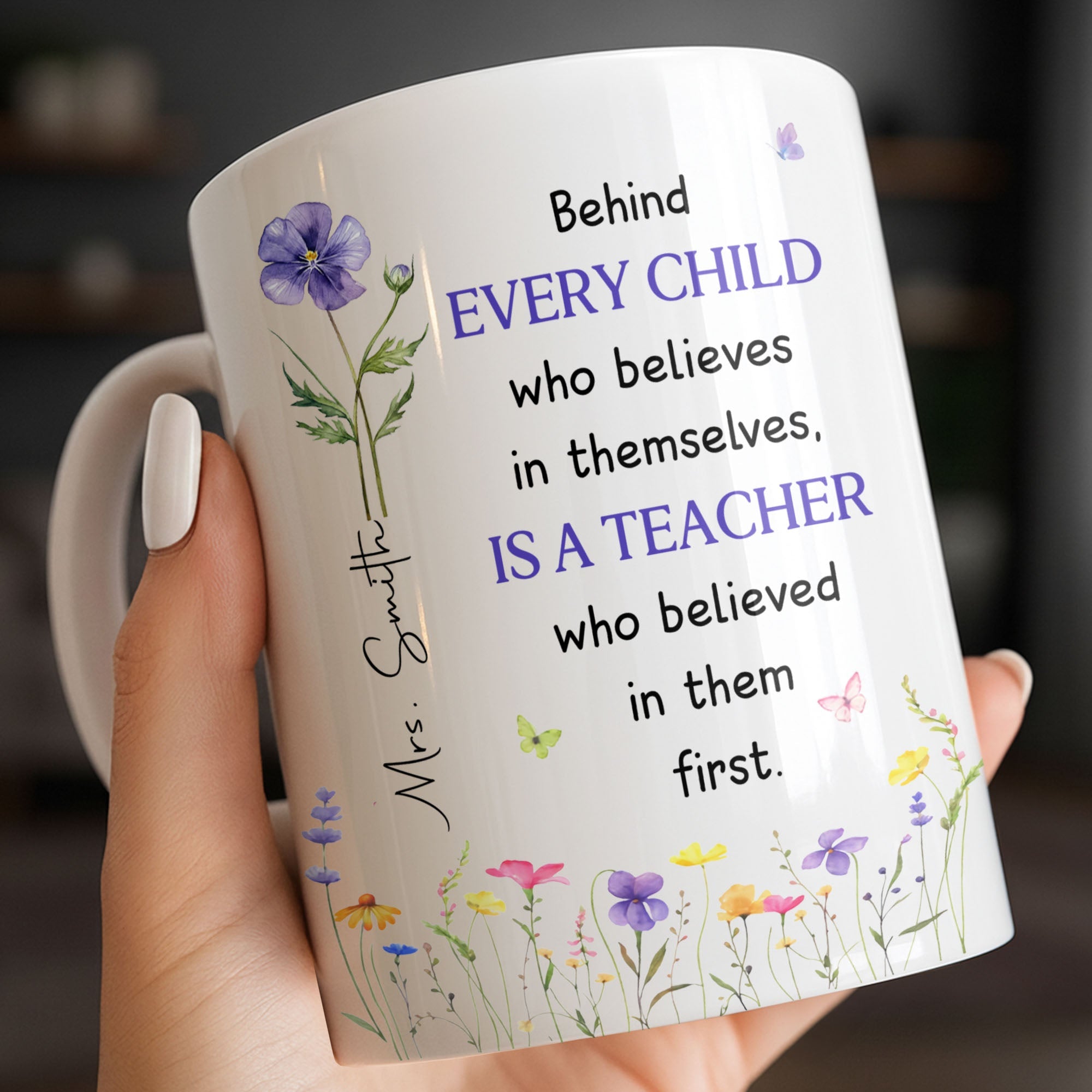 Personalized Teacher Coffee Mug Custom Name Gift for Educators Edge-to-edge Mug GradoCreations