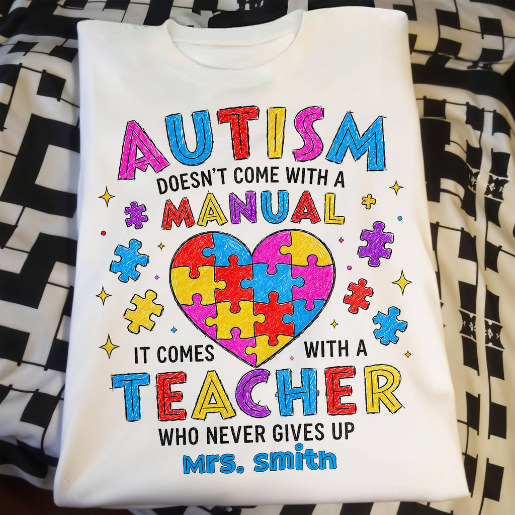 Personalized Heart Puzzle Piece Teacher Shirt Custom Gift Shirt GradoCreations