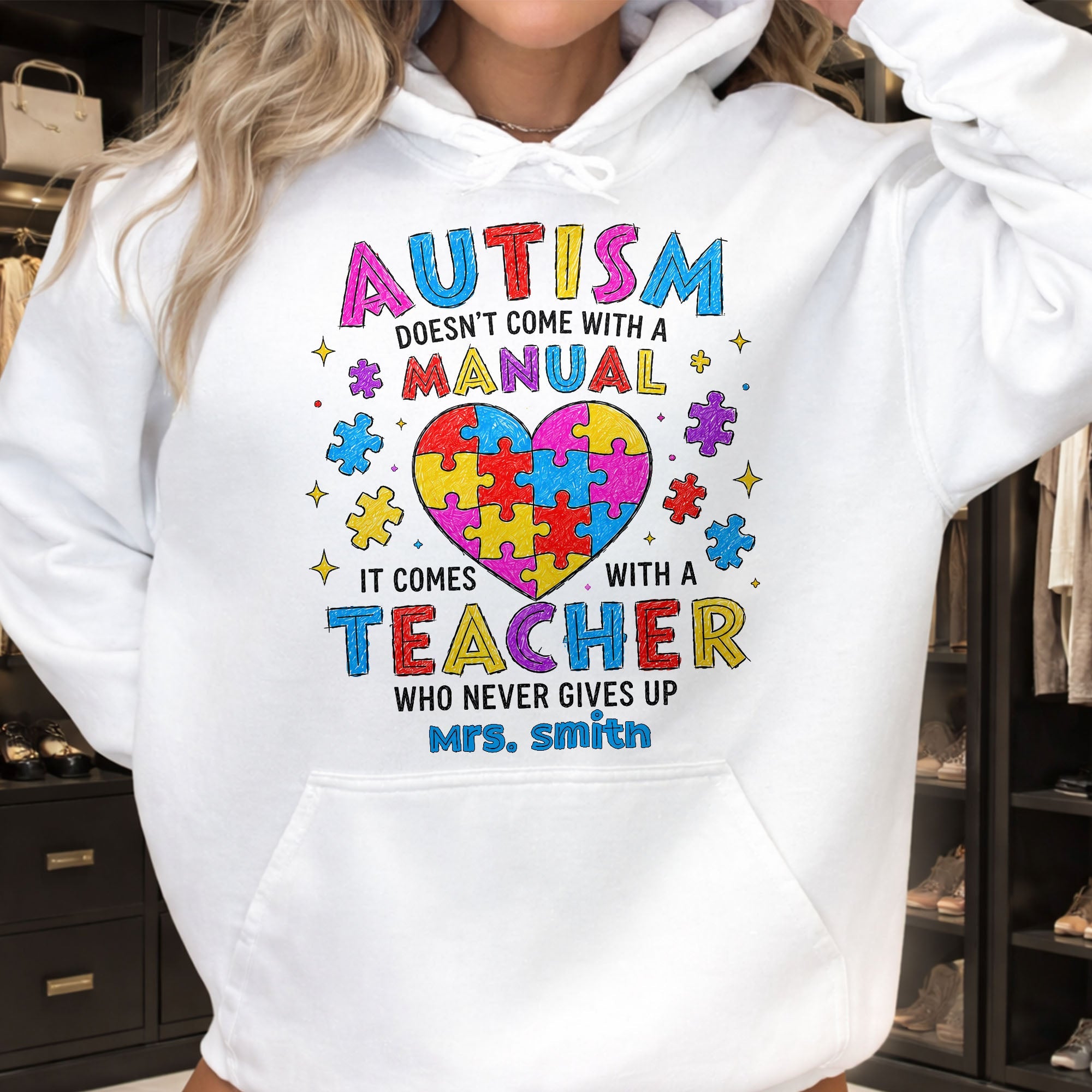 Personalized Heart Puzzle Piece Teacher Shirt Custom Gift Shirt GradoCreations