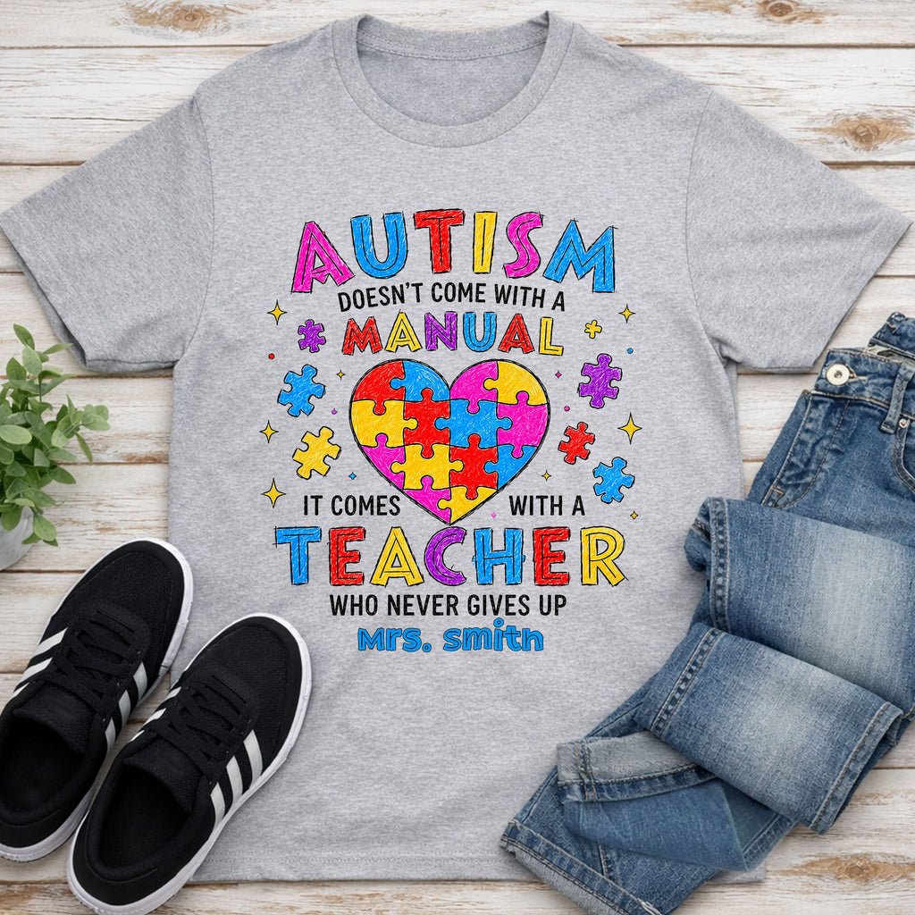 Personalized Heart Puzzle Piece Teacher Shirt Custom Gift Shirt GradoCreations