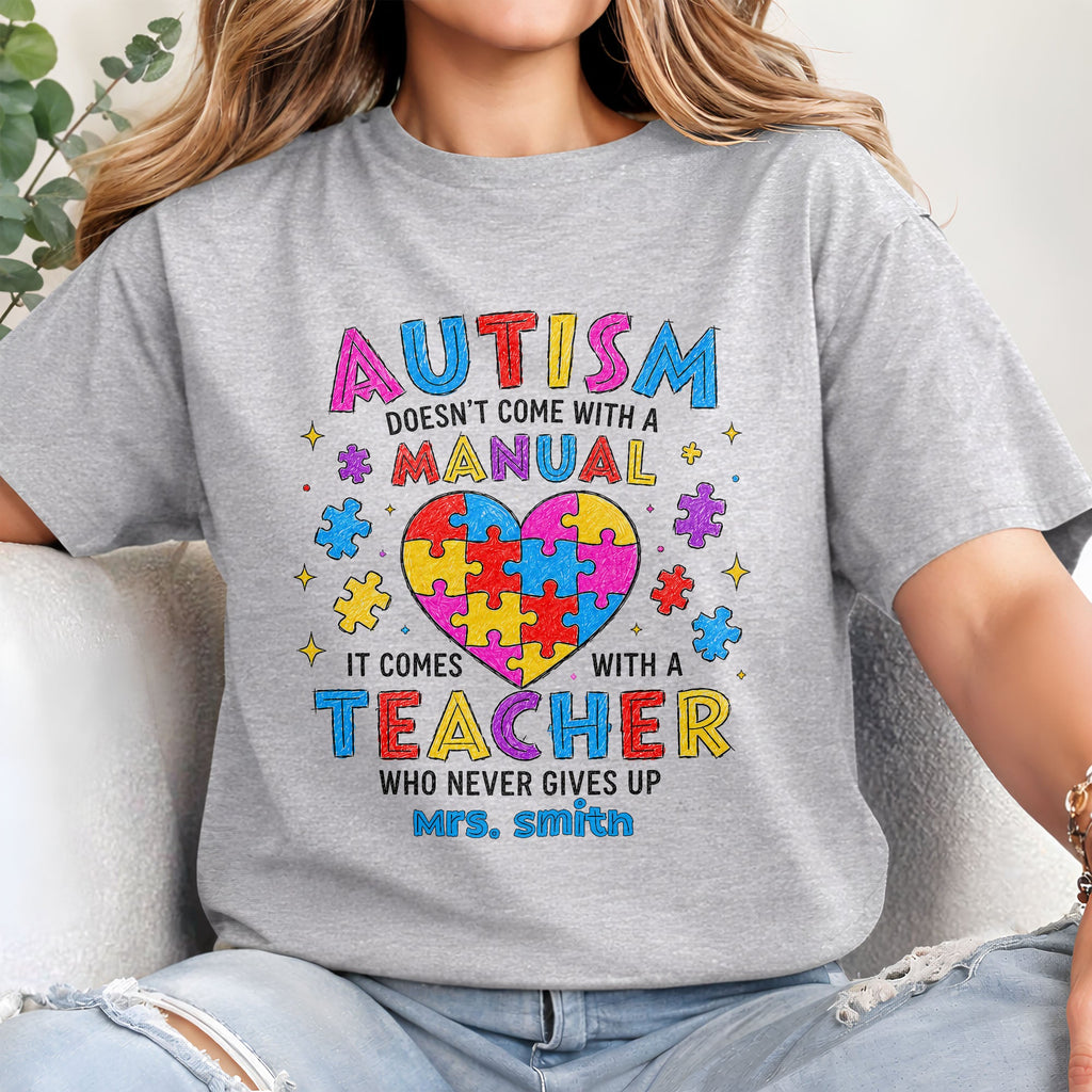 Personalized Heart Puzzle Piece Teacher Shirt Custom Gift Shirt GradoCreations