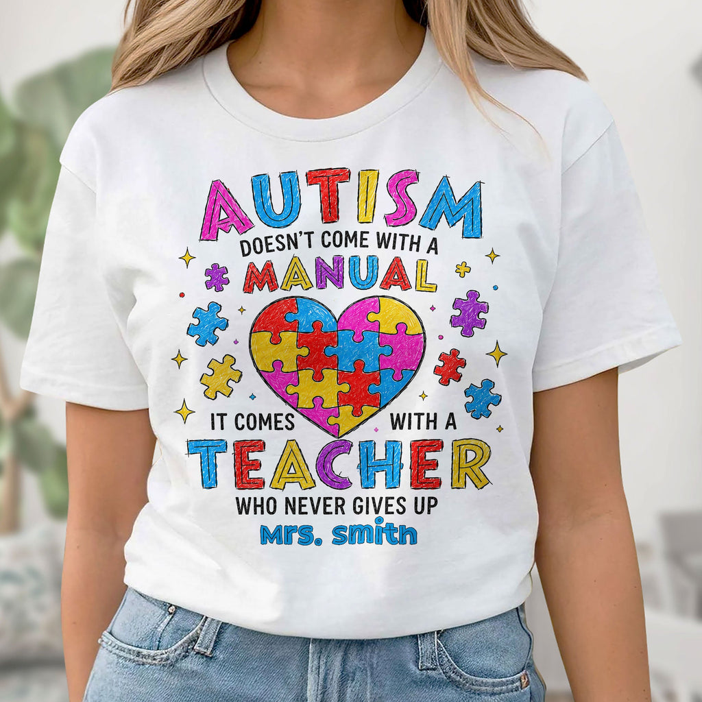Personalized Heart Puzzle Piece Teacher Shirt Custom Gift Shirt GradoCreations