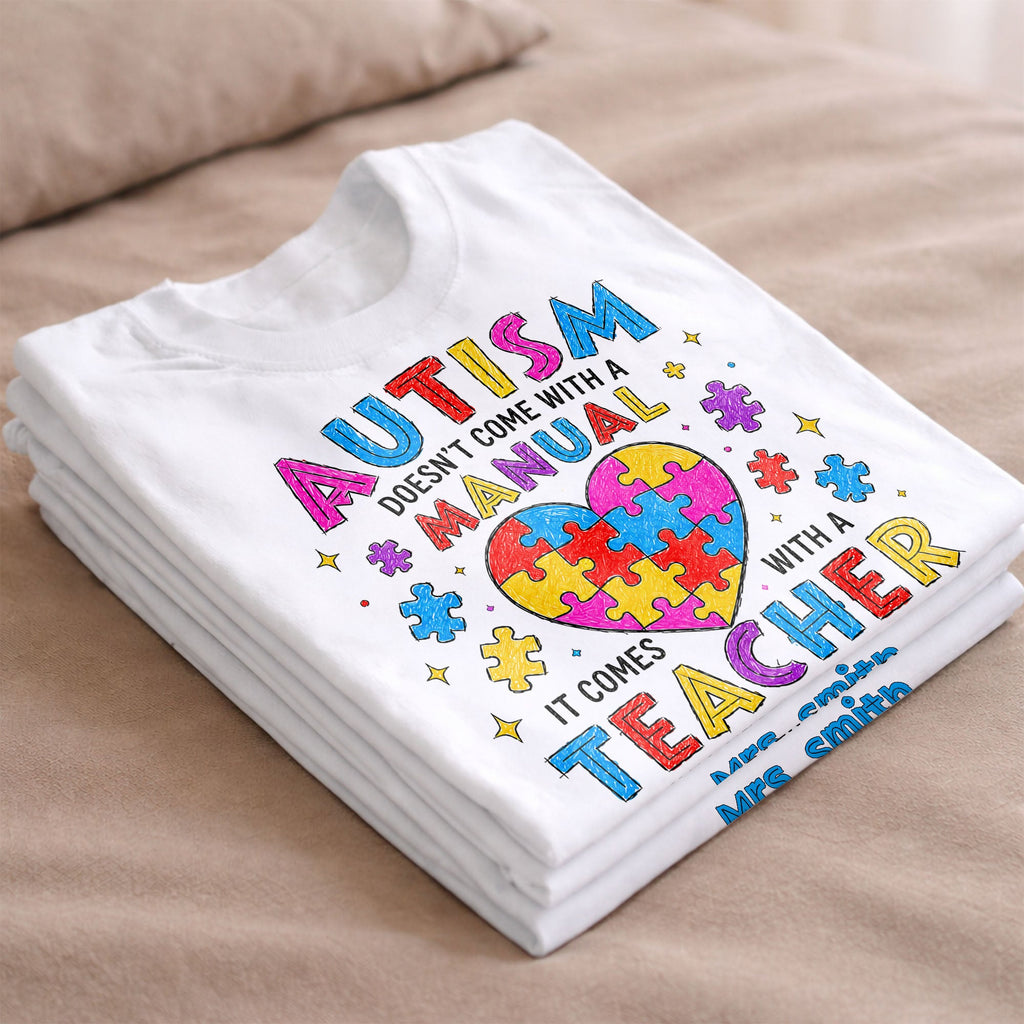 Personalized Heart Puzzle Piece Teacher Shirt Custom Gift Shirt GradoCreations