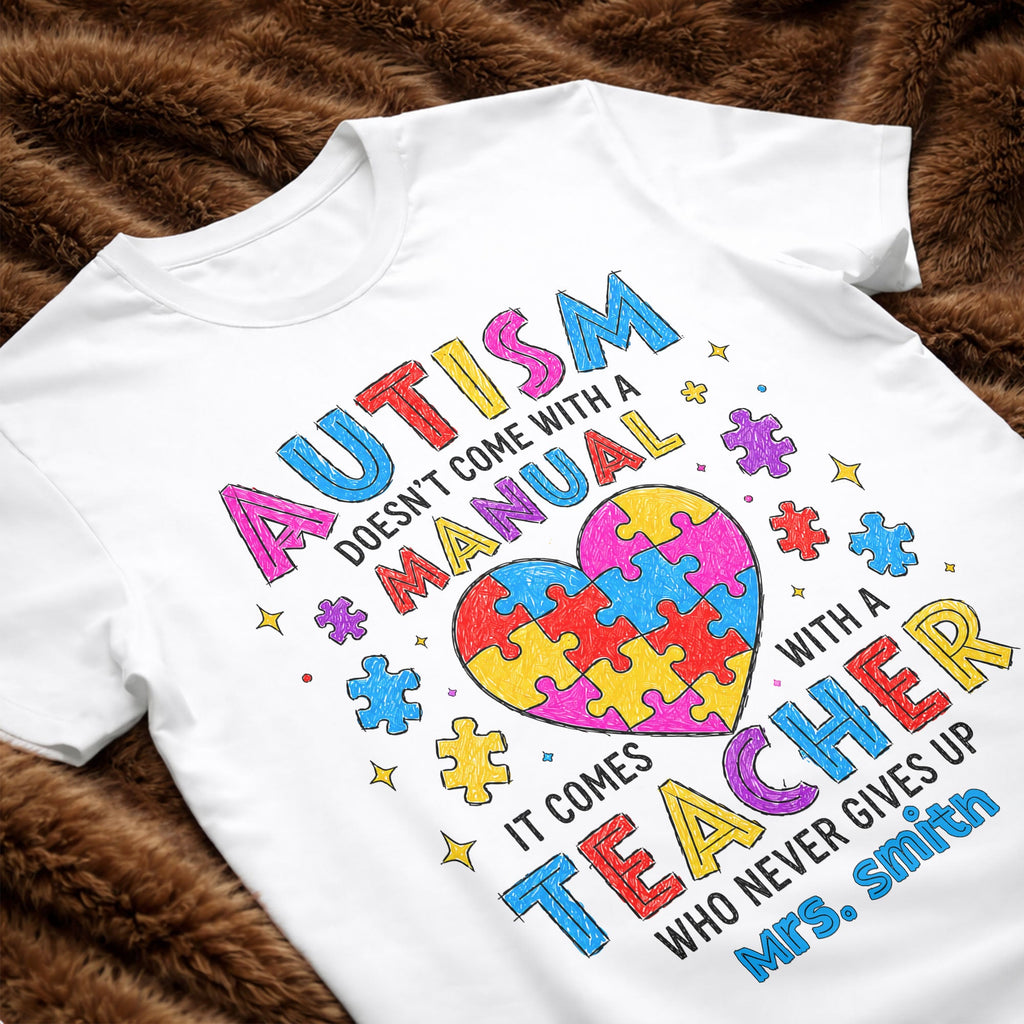 Personalized Heart Puzzle Piece Teacher Shirt Custom Gift Shirt GradoCreations