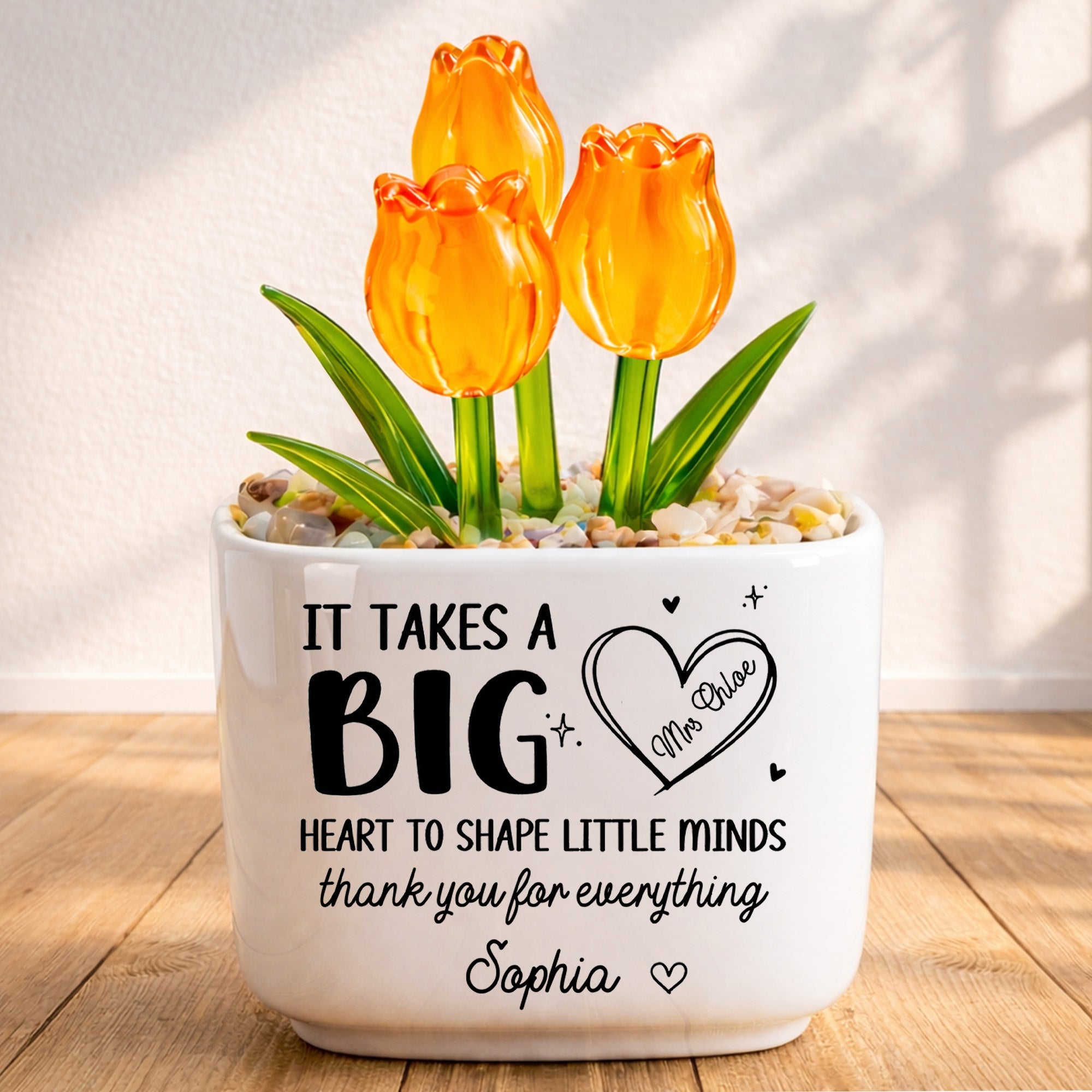 Personalized Custom Glass Tulip Flowers Gift for Teachers Glass Tulip GradoCreations