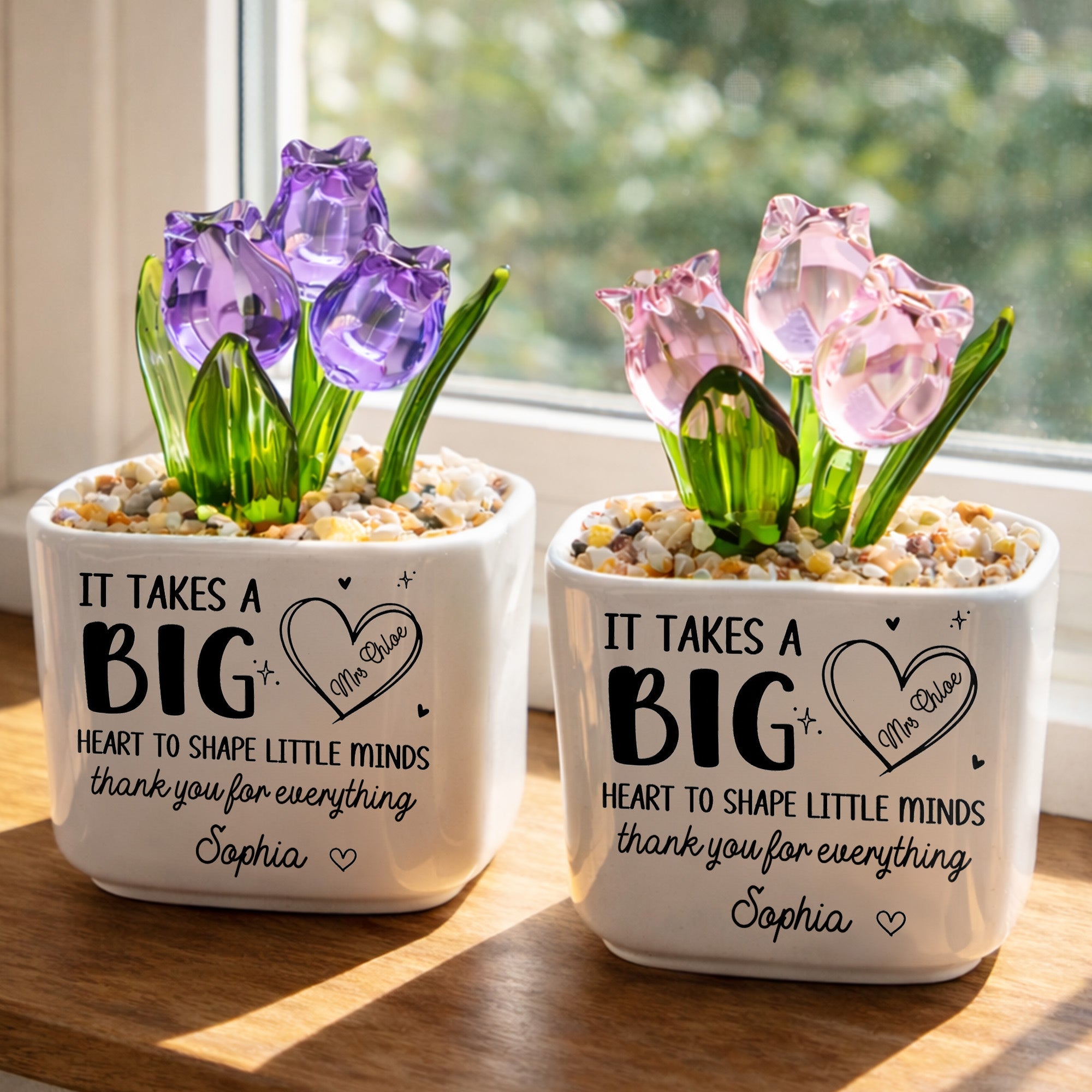 Personalized Custom Glass Tulip Flowers Gift for Teachers Glass Tulip GradoCreations