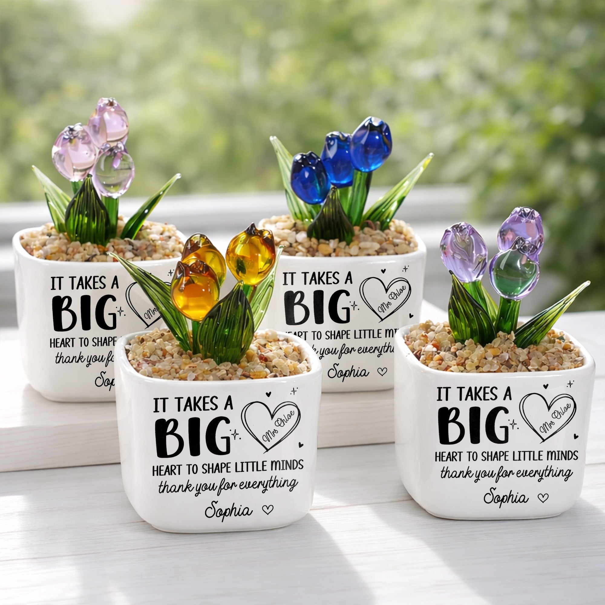 Personalized Custom Glass Tulip Flowers Gift for Teachers Glass Tulip GradoCreations