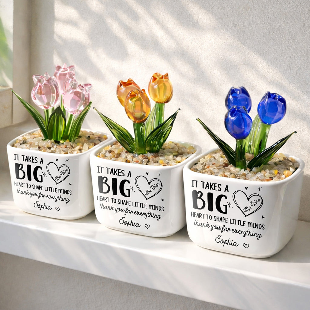 Personalized Custom Glass Tulip Flowers Gift for Teachers Glass Tulip GradoCreations