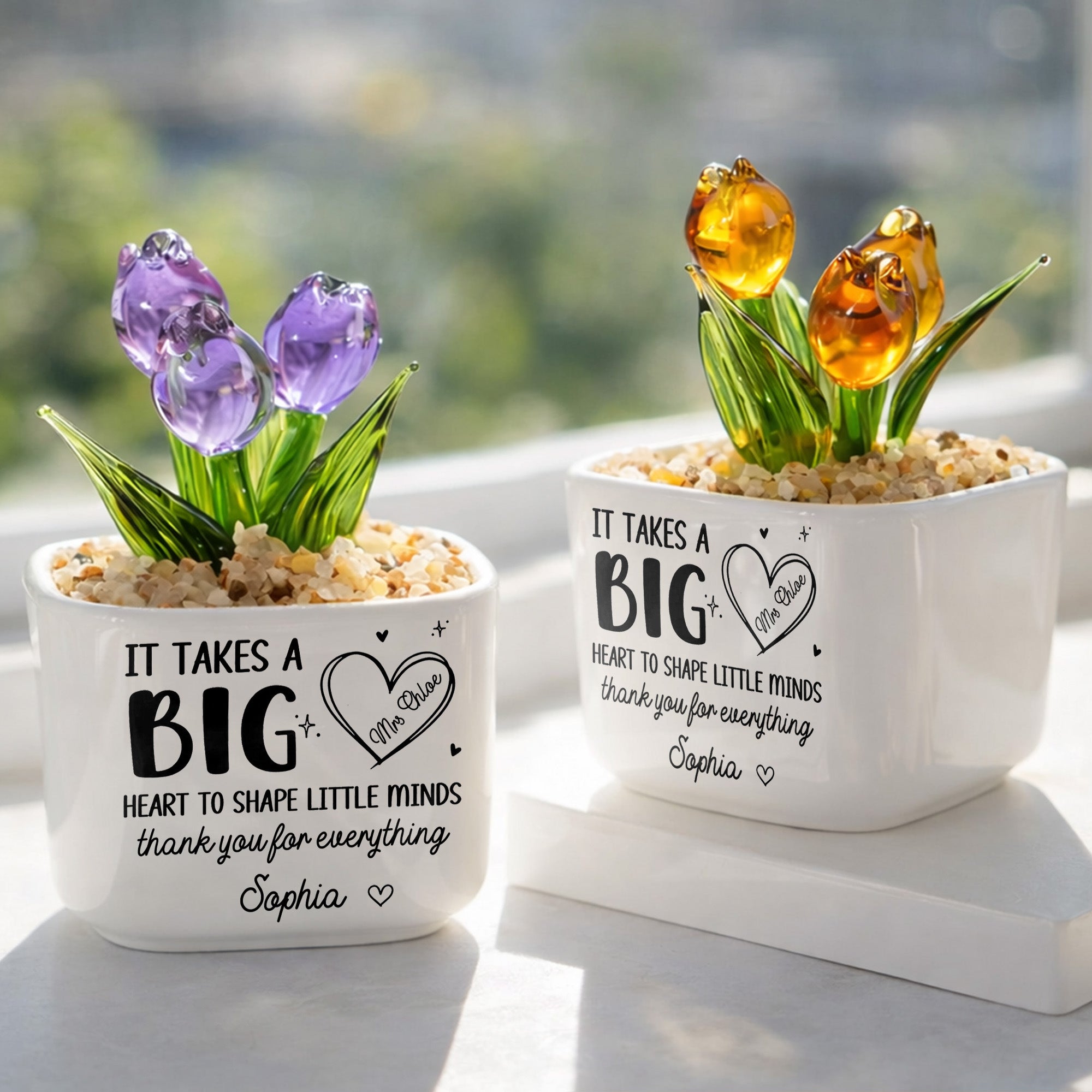 Personalized Custom Glass Tulip Flowers Gift for Teachers Glass Tulip GradoCreations