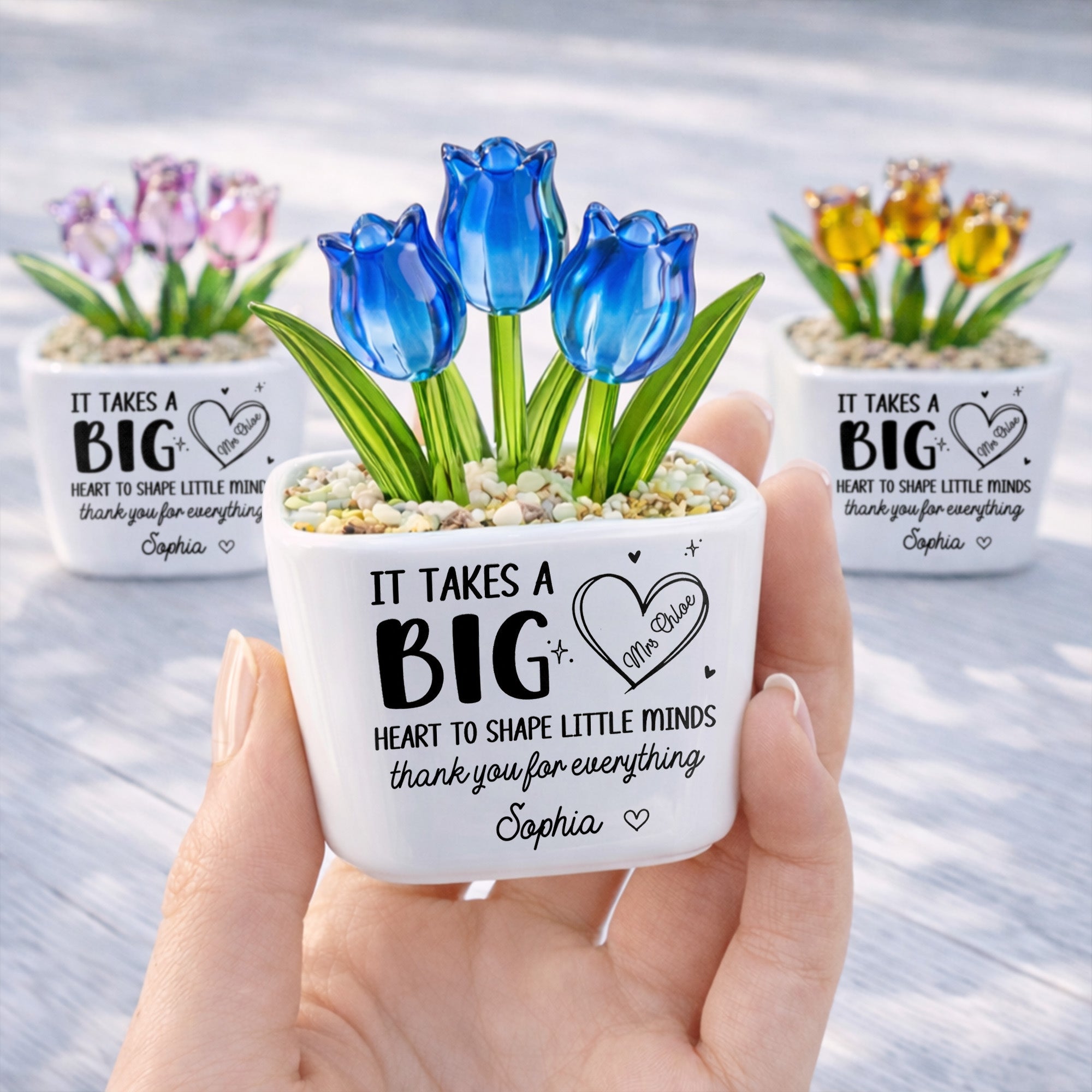 Personalized Custom Glass Tulip Flowers Gift for Teachers Glass Tulip GradoCreations