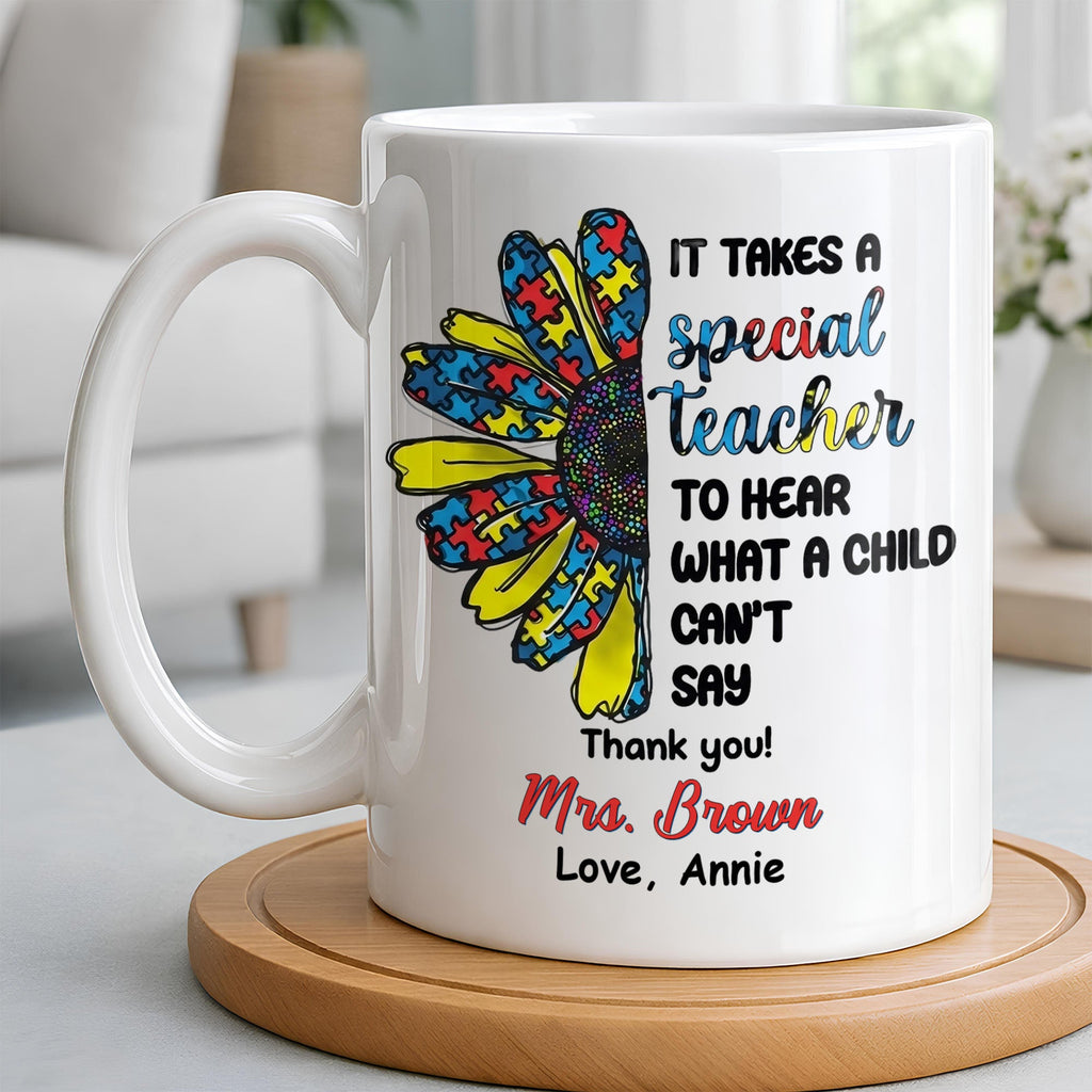 Personalized Teacher Coffee Mug Custom Name Sunflower Gift Edge-to-edge Mug GradoCreations