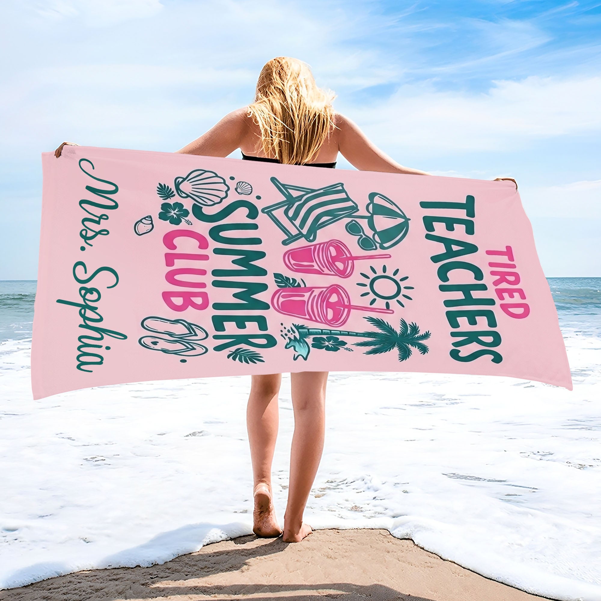 Personalized Microfiber Beach Towel for Teachers Summer Gift Beach Towels GradoCreations