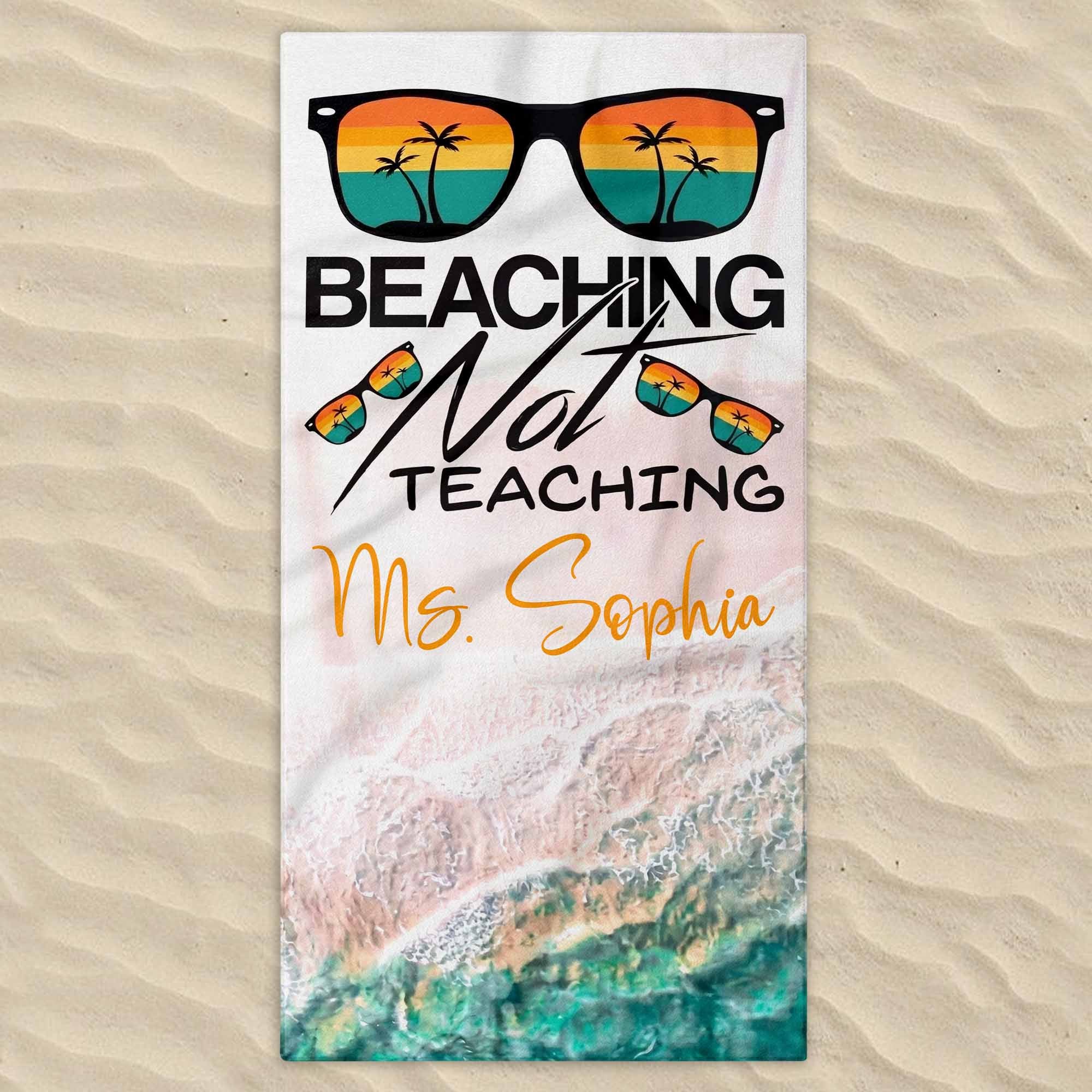 Personalized Beach Towel Custom Name Retro Design Gift for Teacher Beach Towels GradoCreations