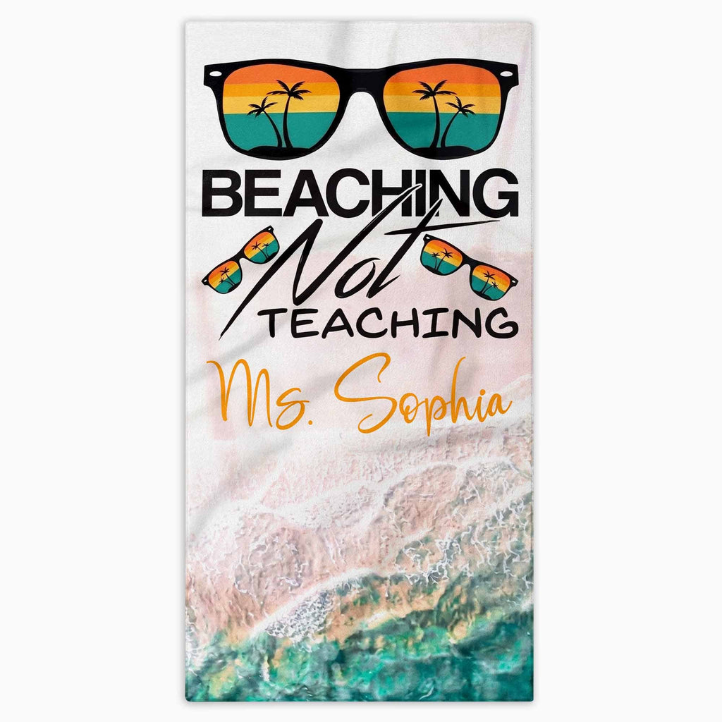 Personalized Beach Towel Custom Name Retro Design Gift for Teacher Beach Towels GradoCreations