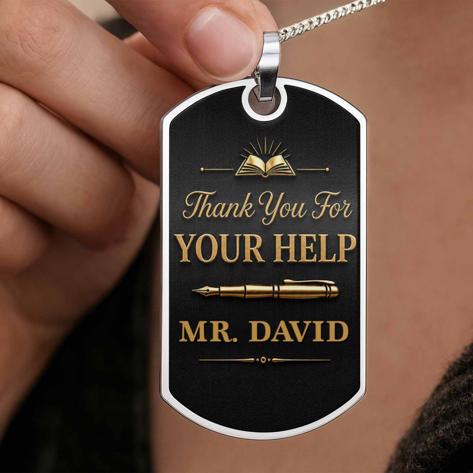 Personalized Custom Dog Tag Necklace Gift for Teacher | Graduation Dog Tag Necklace GradoCreations