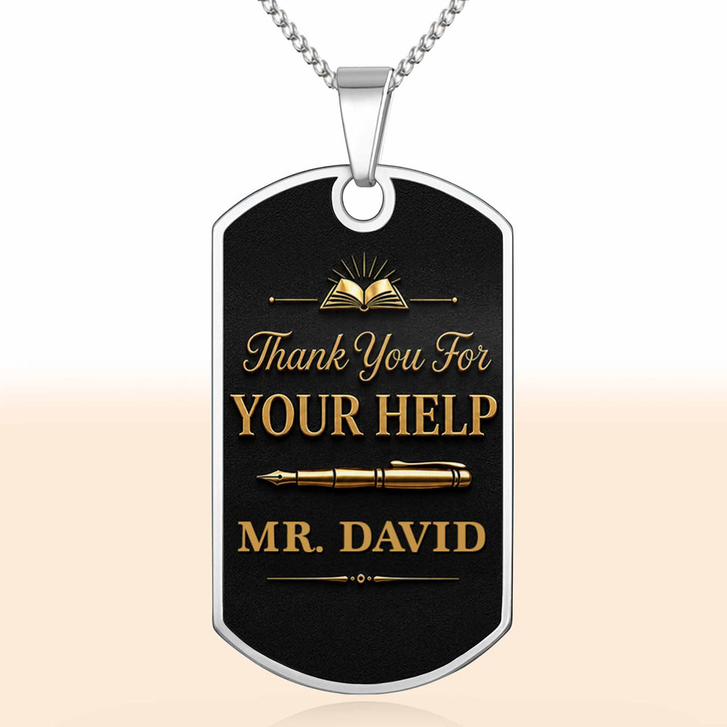 Personalized Custom Dog Tag Necklace Gift for Teacher | Graduation Dog Tag Necklace GradoCreations