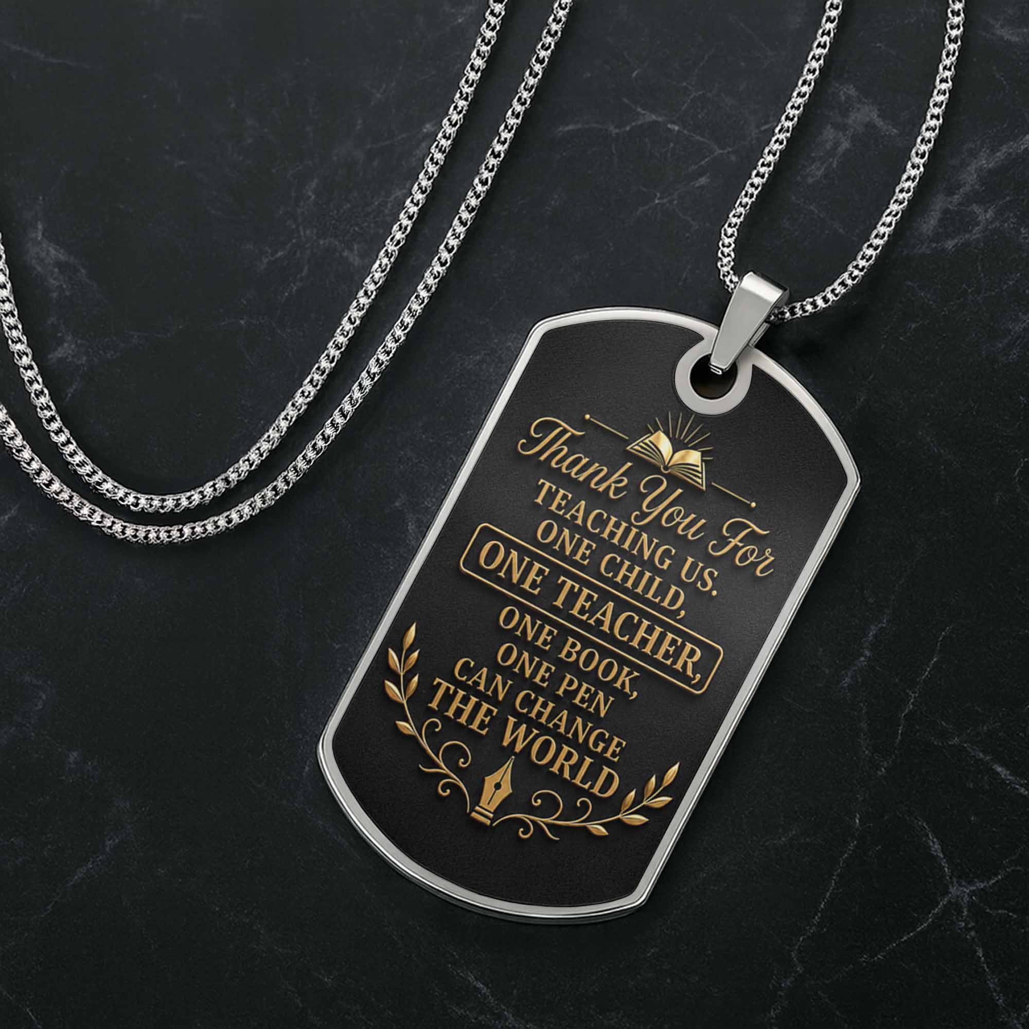 Personalized Custom Dog Tag Necklace Gift for Teacher | Graduation Dog Tag Necklace GradoCreations