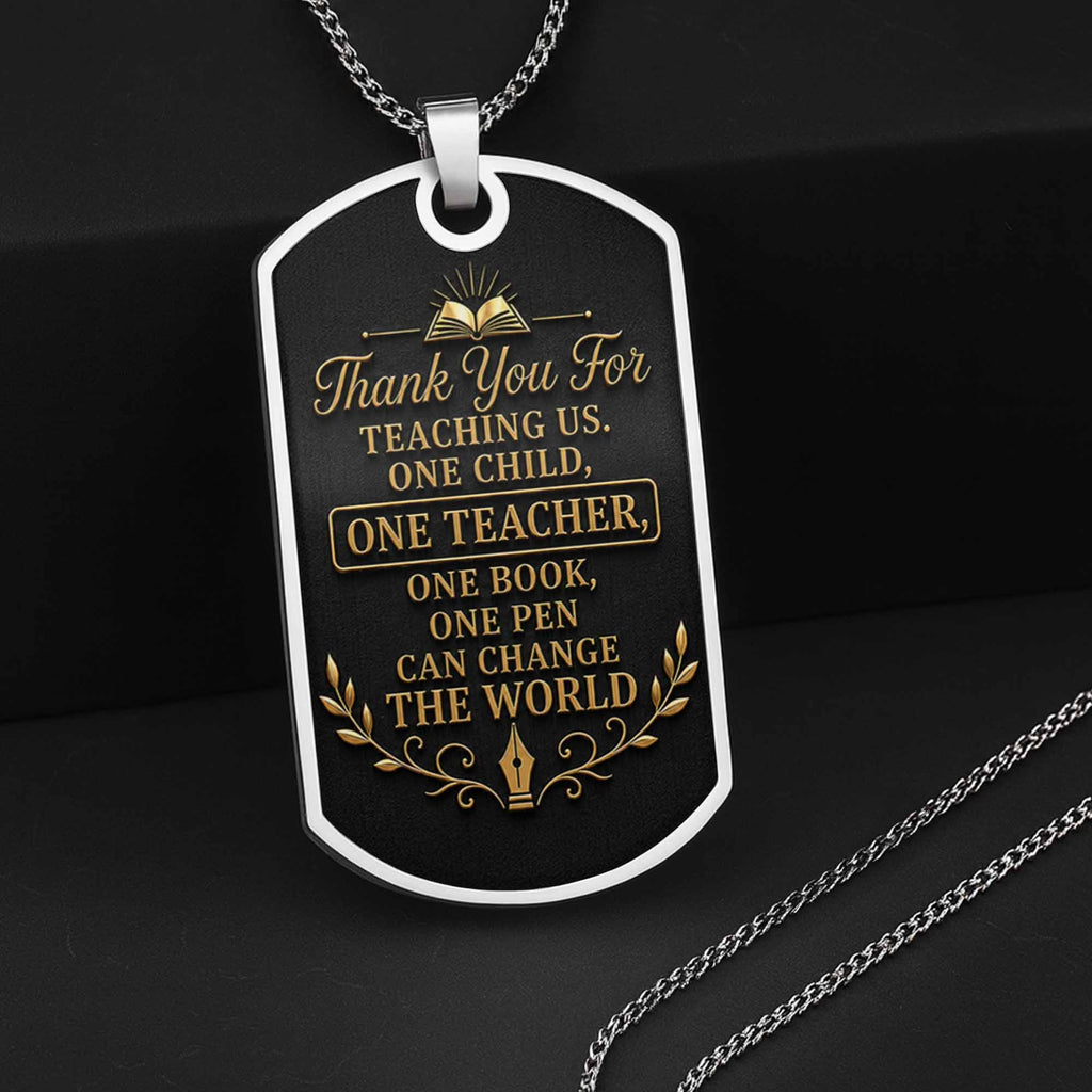 Personalized Custom Dog Tag Necklace Gift for Teacher | Graduation Dog Tag Necklace GradoCreations