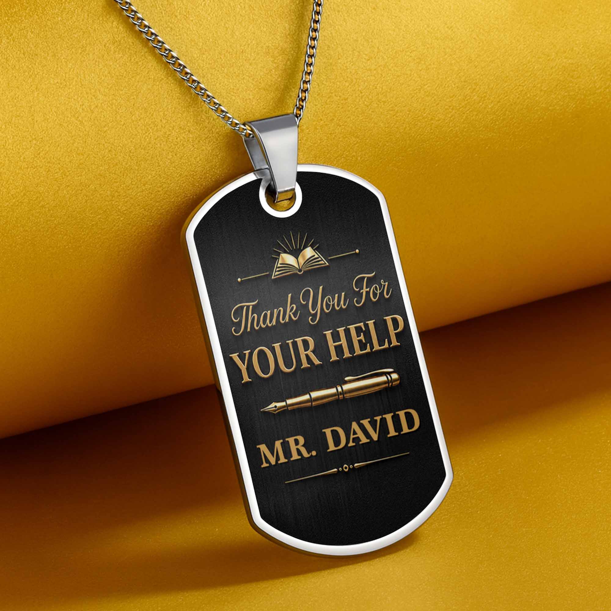Personalized Custom Dog Tag Necklace Gift for Teacher | Graduation Dog Tag Necklace GradoCreations