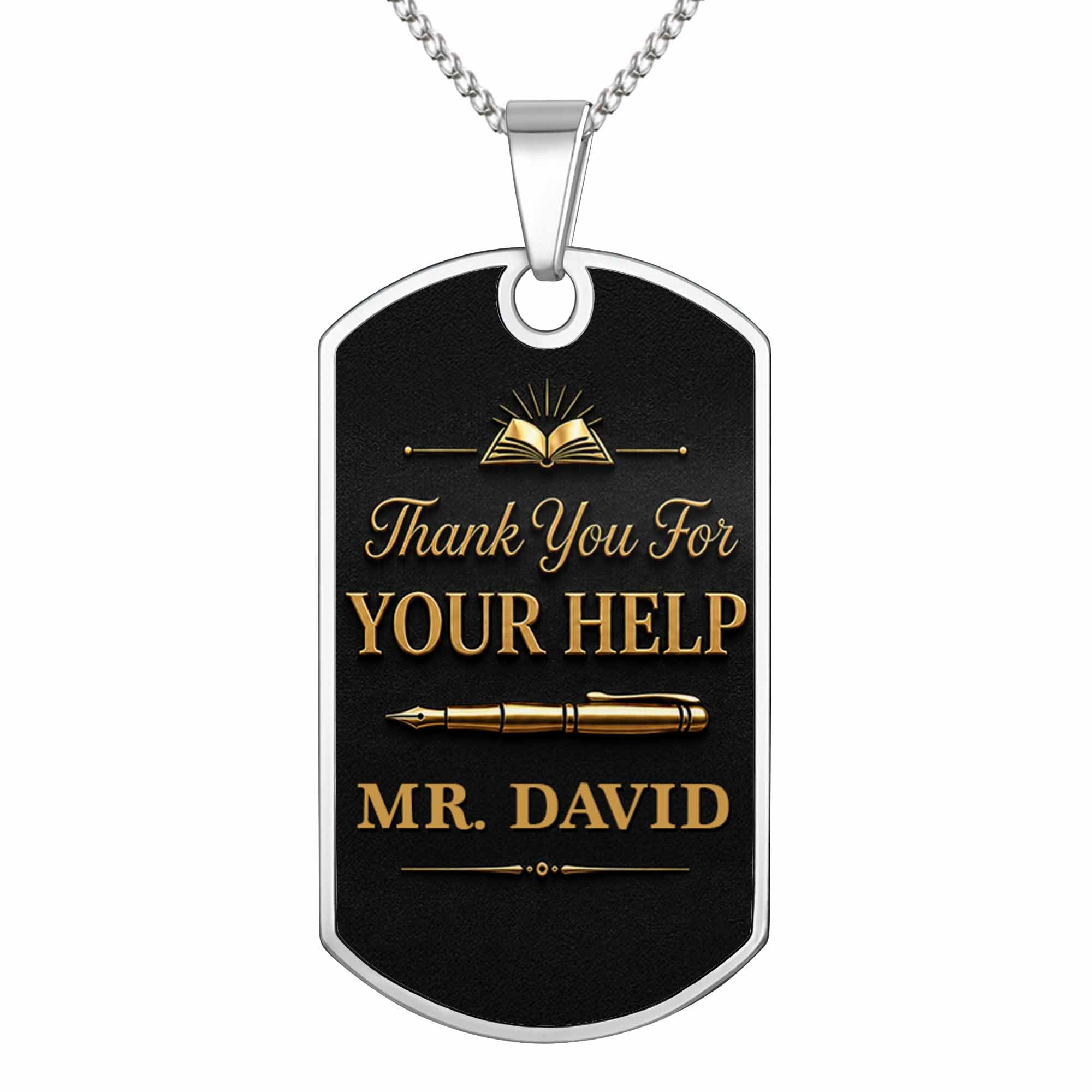 Personalized Custom Dog Tag Necklace Gift for Teacher | Graduation Dog Tag Necklace GradoCreations
