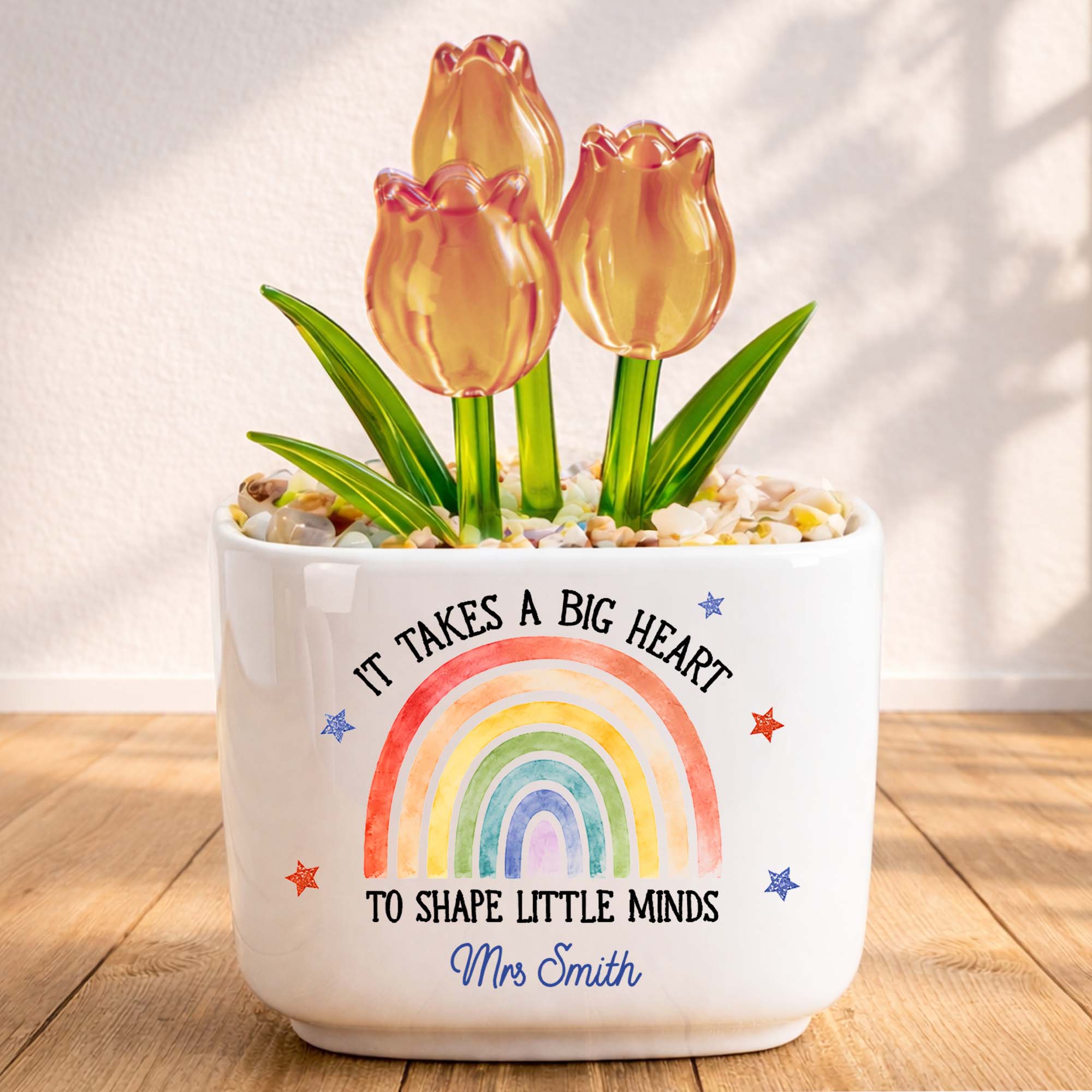 Personalized Glass Tulip Flowers Custom Name Gift for Teacher Glass Tulip GradoCreations