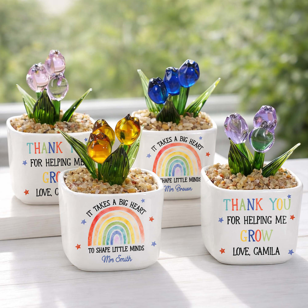 Personalized Glass Tulip Flowers Custom Name Gift for Teacher Glass Tulip GradoCreations