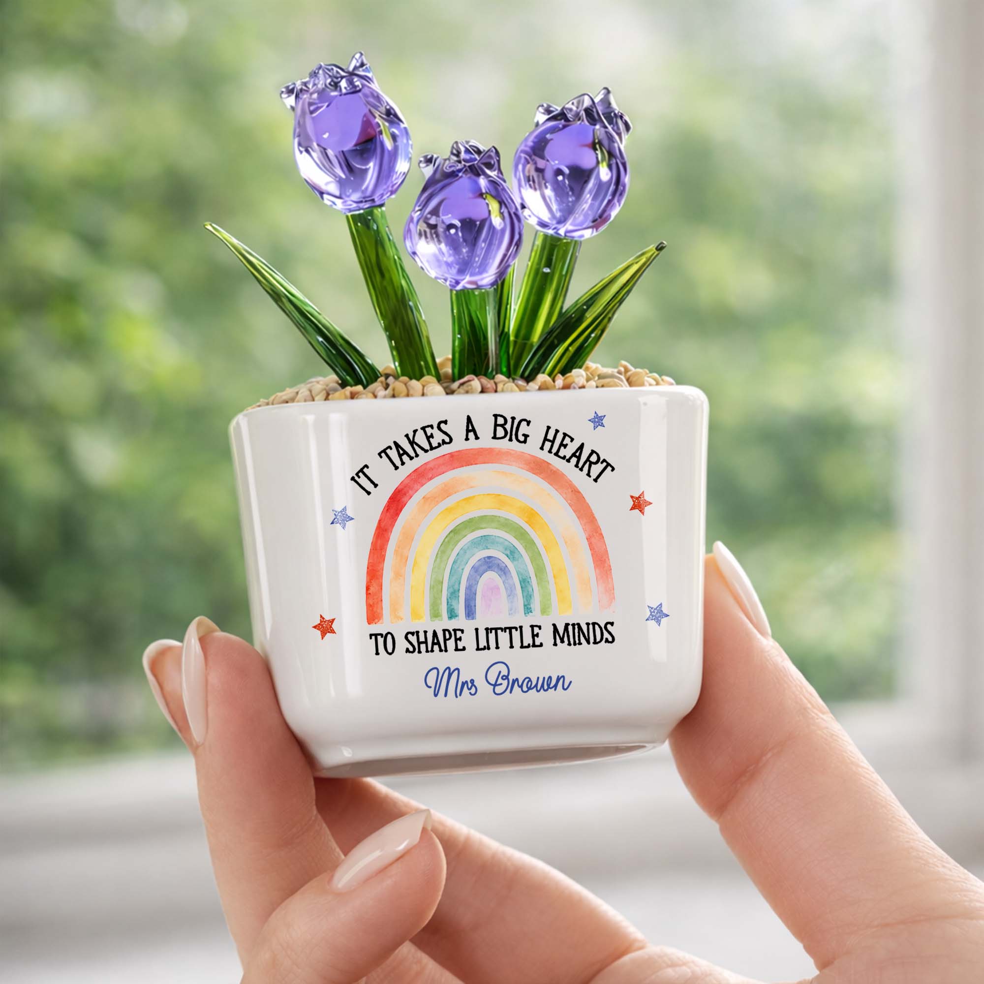 Personalized Glass Tulip Flowers Custom Name Gift for Teacher Glass Tulip GradoCreations