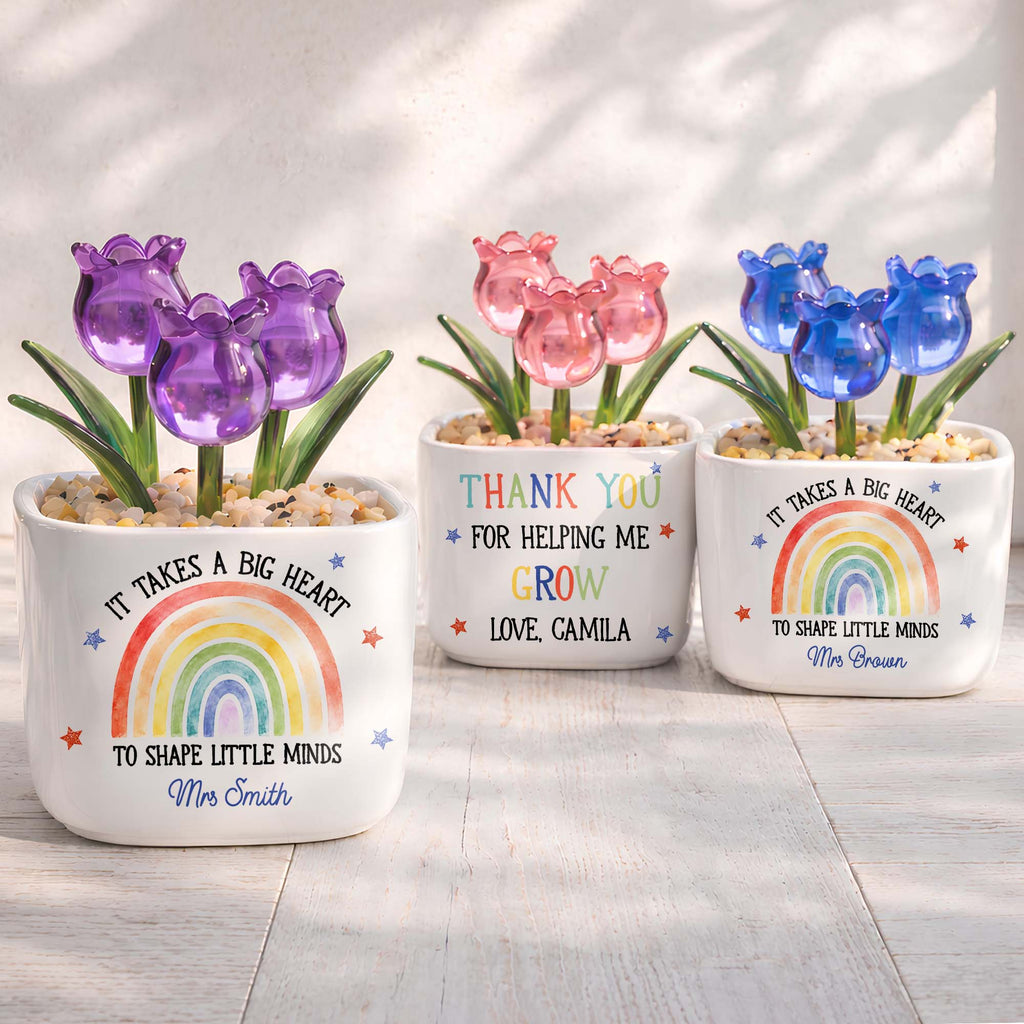 Personalized Glass Tulip Flowers Custom Name Gift for Teacher Glass Tulip GradoCreations